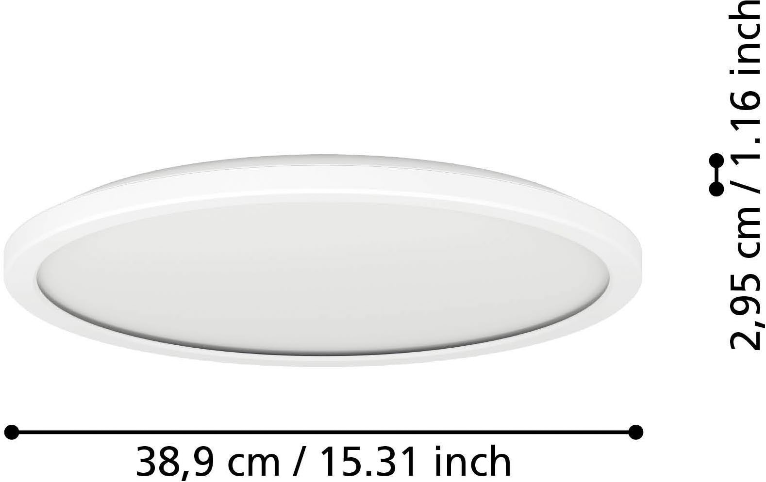 EGLO Deckenleuchte »Rovito-R Deckenlampe, Deckenbeleuchtung, Badlampe, Kunststoff, IP44« LED-Modul 1 Stk. Kaltweiß | Neutralweiß | Warmweiß Wand-/Deckenleuchte - H3 x Ø38,9 cm - weiß - 18,5W inkl.