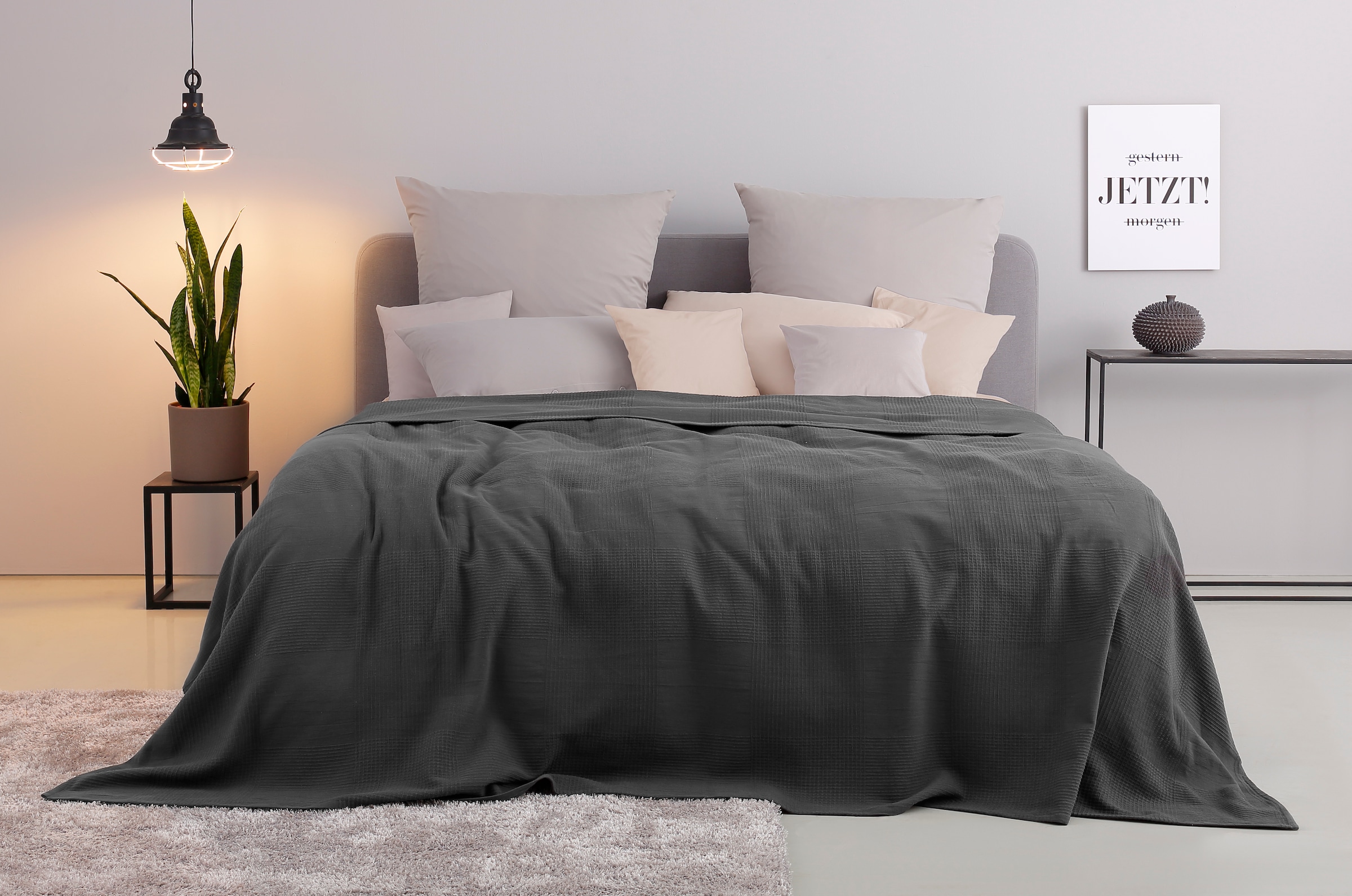 OTTO home Tagesdecke "Mira" leichte Tagesdecke aus 100% Baumwolle, uni Überwurf, ohne Füllung