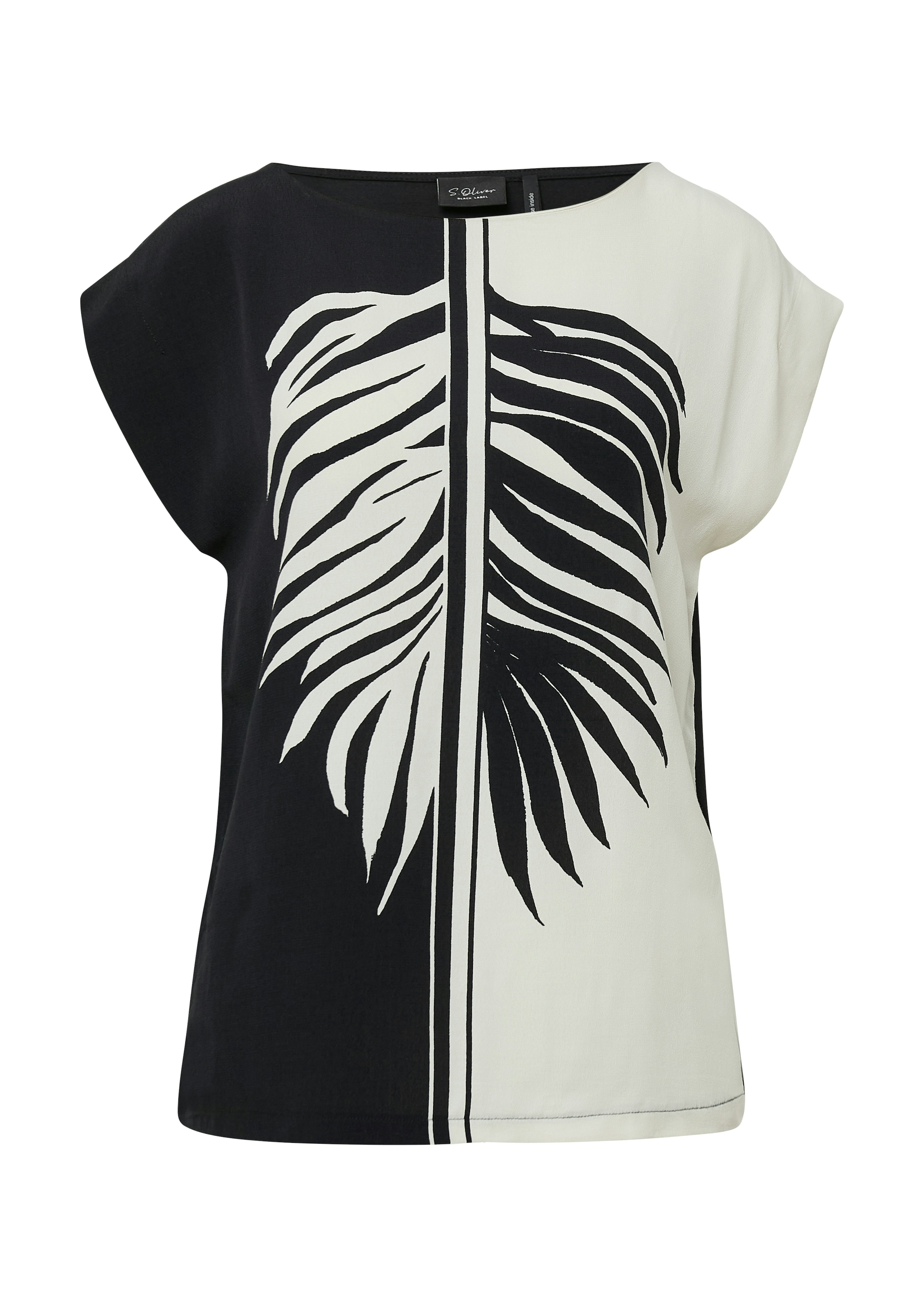 s.Oliver BLACK LABEL T-Shirt mit floralem Print, im Colorblocking-Style