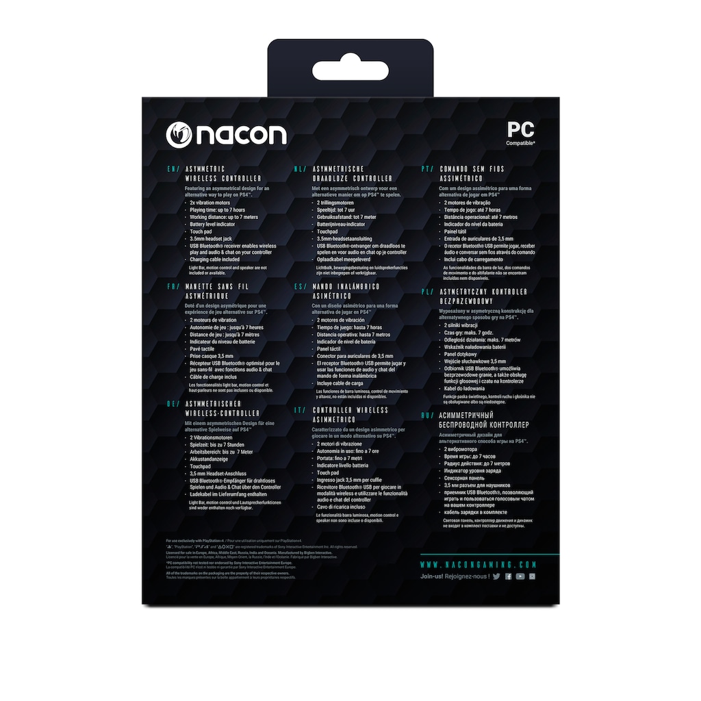 nacon Gaming-Controller »Nacon NA373417 PS4 Asymmetric Controller, kabellos, USB, schwarz«, (1 St.)