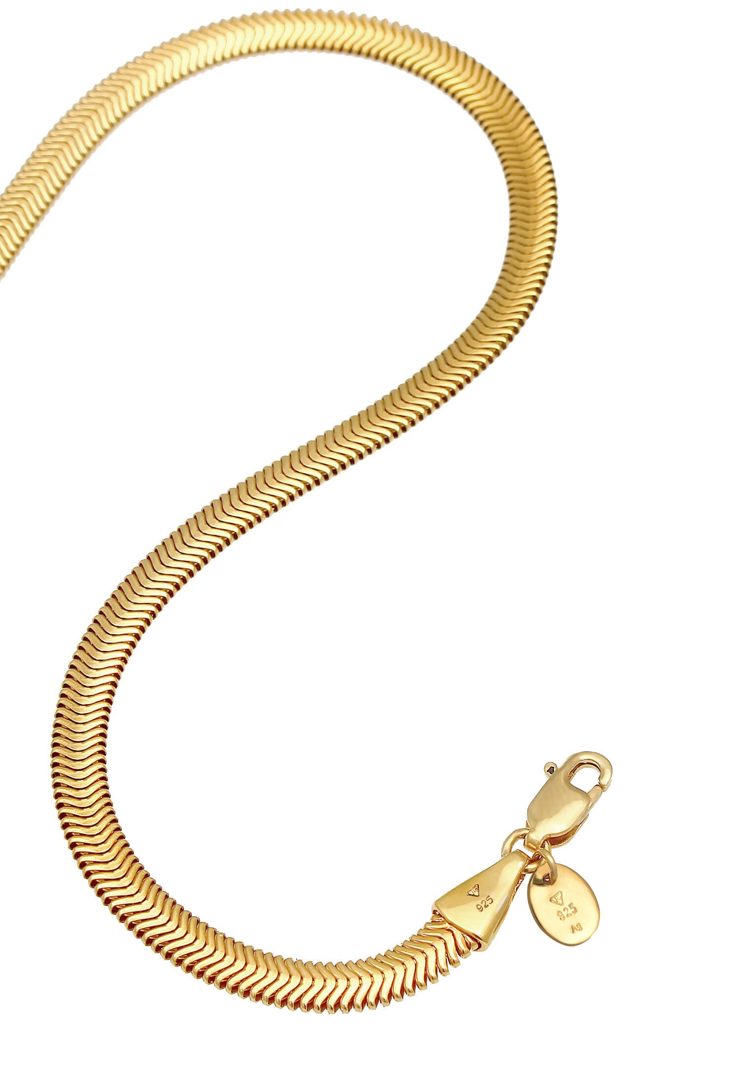Elli Premium Kette ohne Anhänger »Halskette Flach Elegant Schlangenkette Breit 925 Silber«
