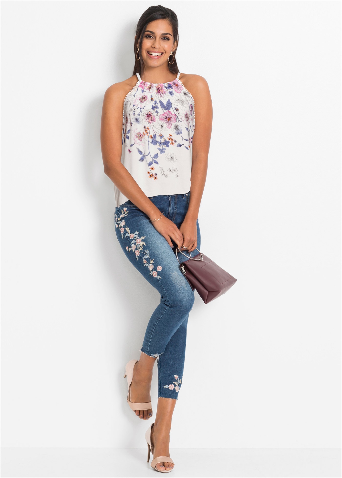 bonprix Blusentop 1 A-Linien-Passform, für Frühling und Sommer, aus Viskose, ärmellos