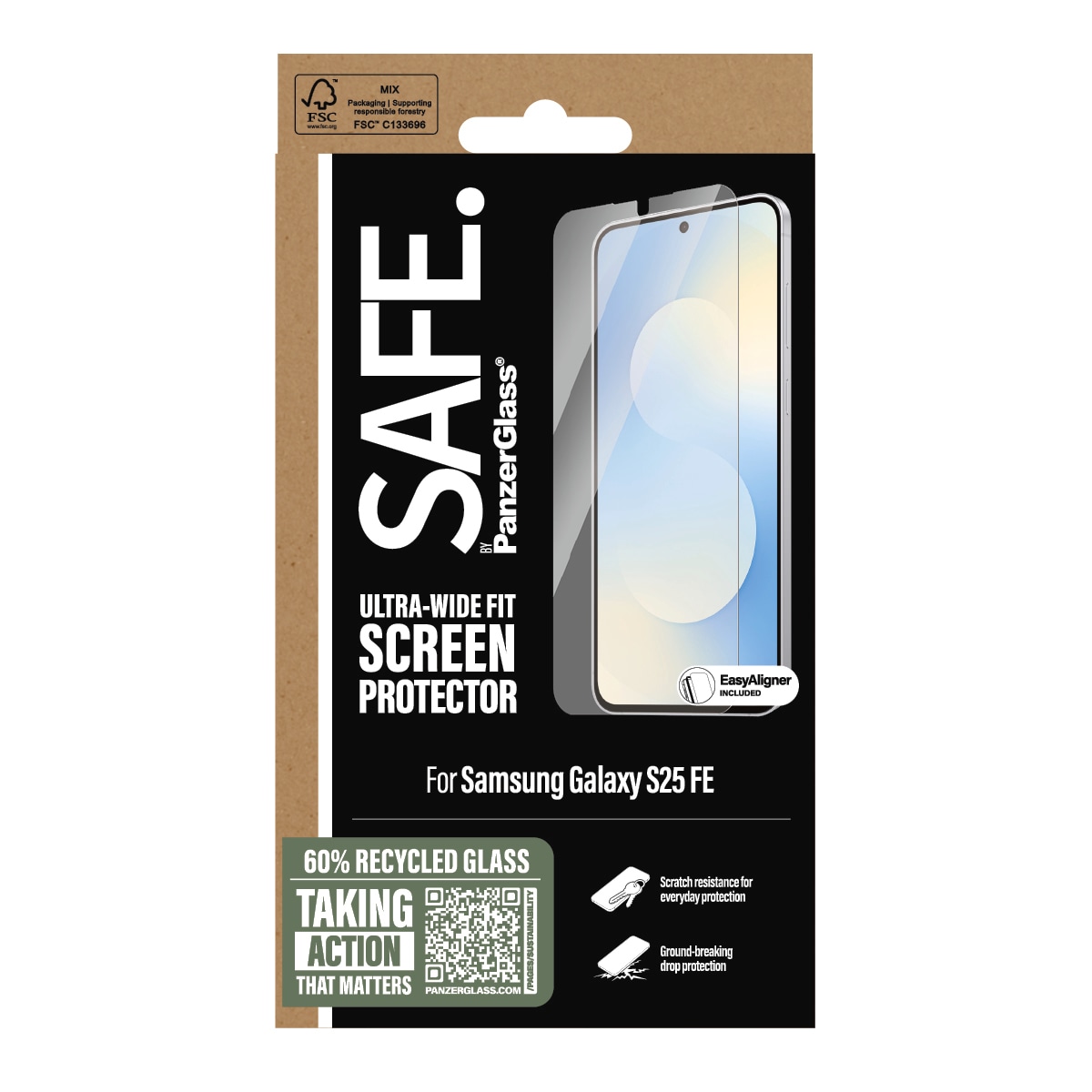 SAFE by PanzerGlass Displayschutzglas »Ultra-Wide Fit Screen Protector« für Samsung Galaxy S25 FE Displayschutzfolie, Schutzfolie, Bildschirmschutz, kratz- & stoßfest