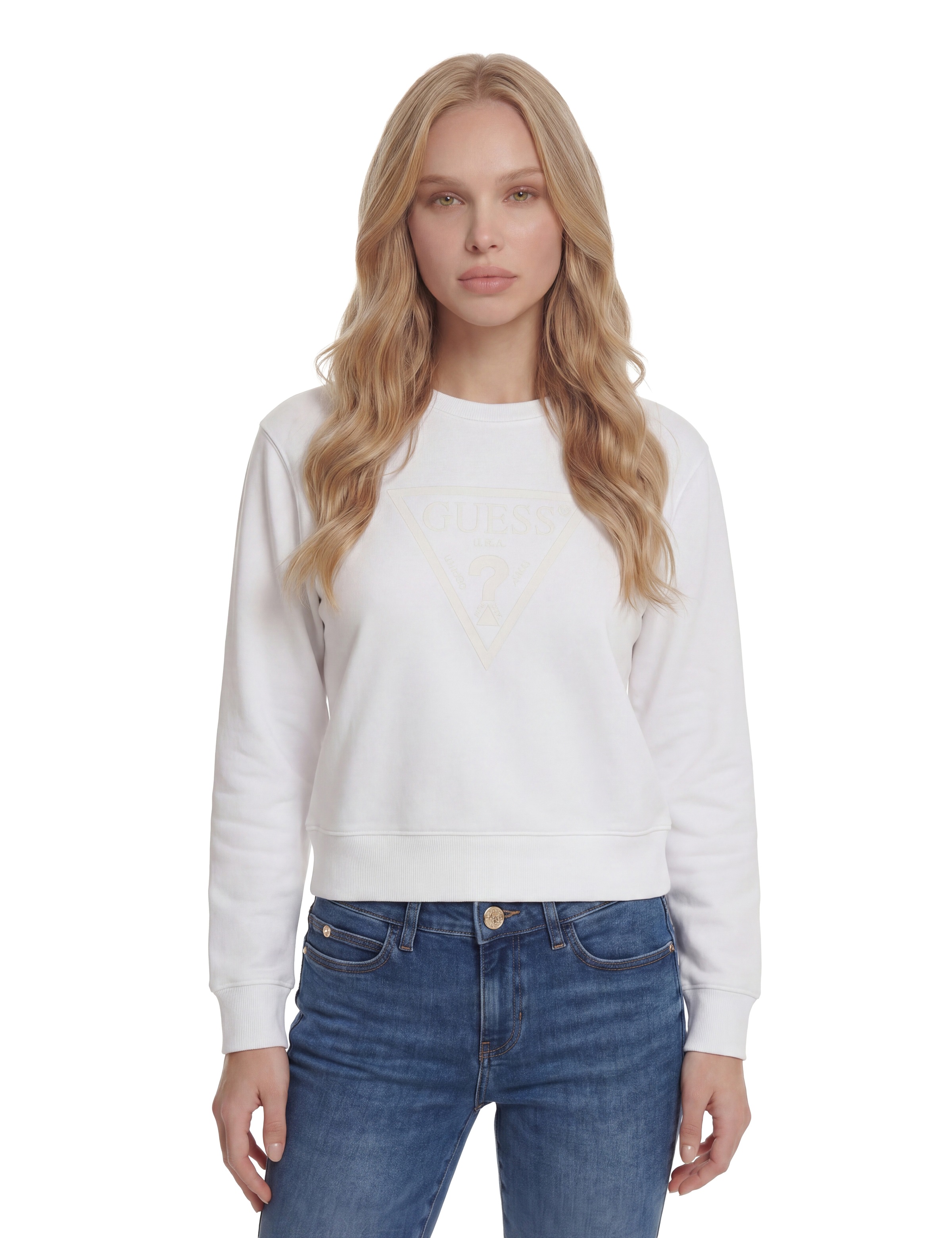 Guess Sweatshirt »NEW CN BASIC TRIANGLE«, mit tonalem Logodruck, Baumwollmix
