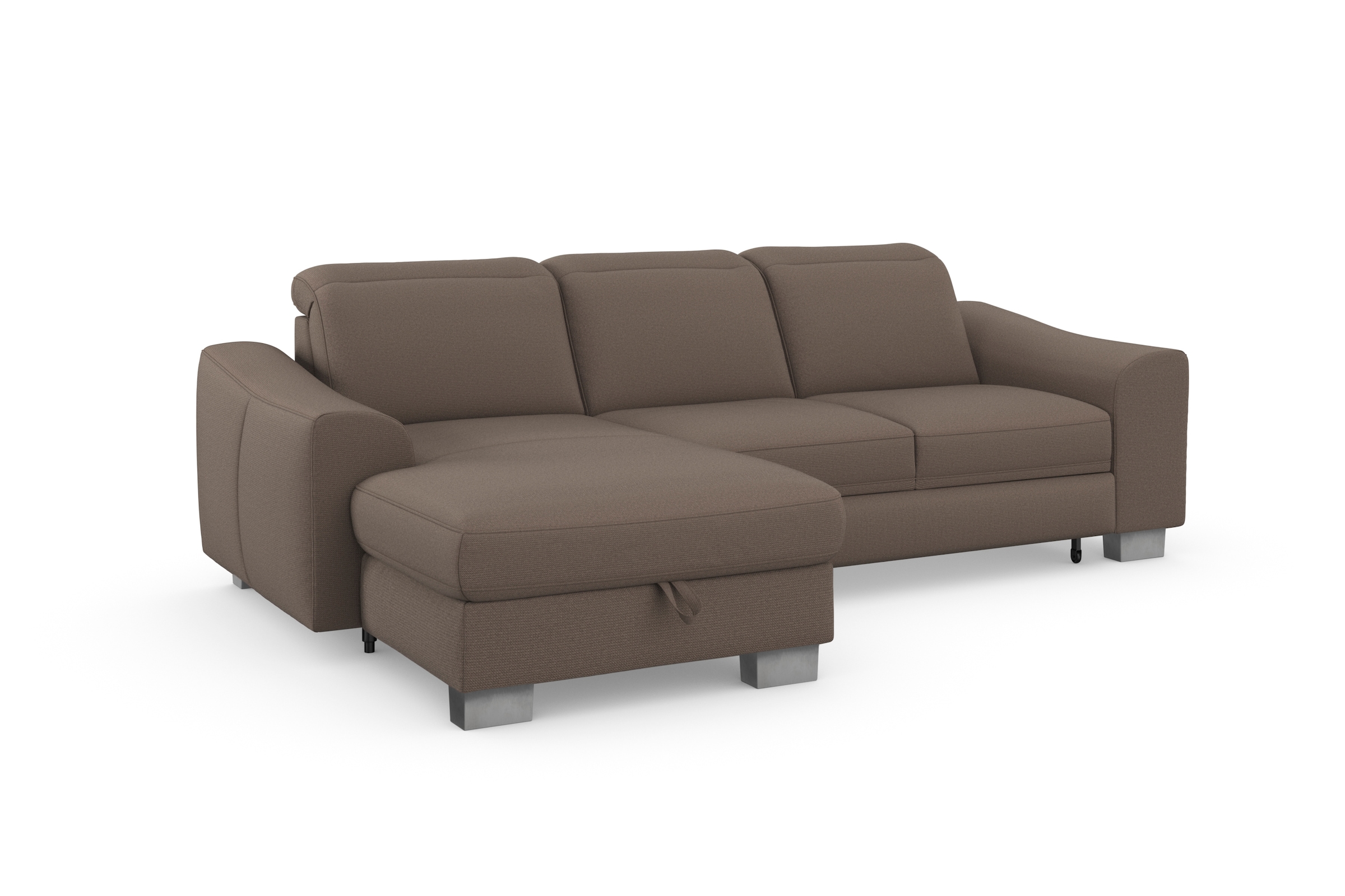 sit&more Ecksofa »Dundee L-Form«, mit Federkern und Edelstahlfüßen, wahlweise mit Kopfteilverstellung