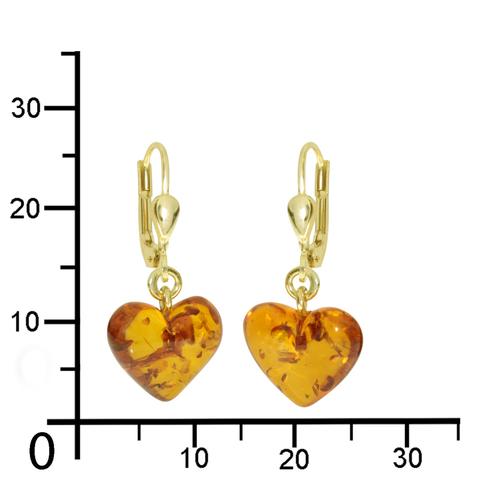 OSTSEE-SCHMUCK Paar Ohrhänger »- Herz 11 mm - Gold 333/000 - Bernstein«
