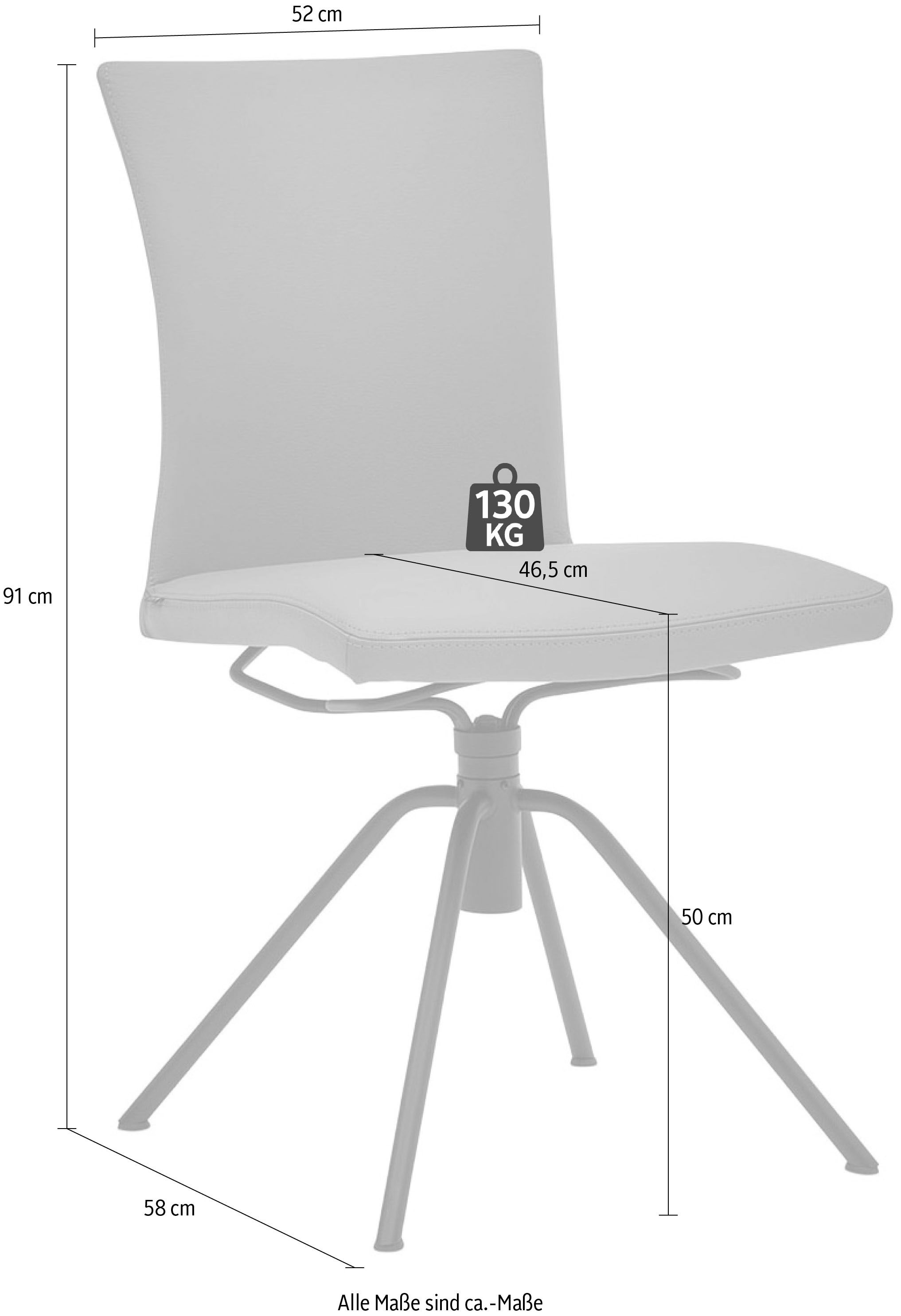 Musterring Polsterstuhl »Helmond 6700«, (Packung), 1 St., Echtleder, Drehgestell in schwarz inkl. Rückholfunktion, ohne Armlehne