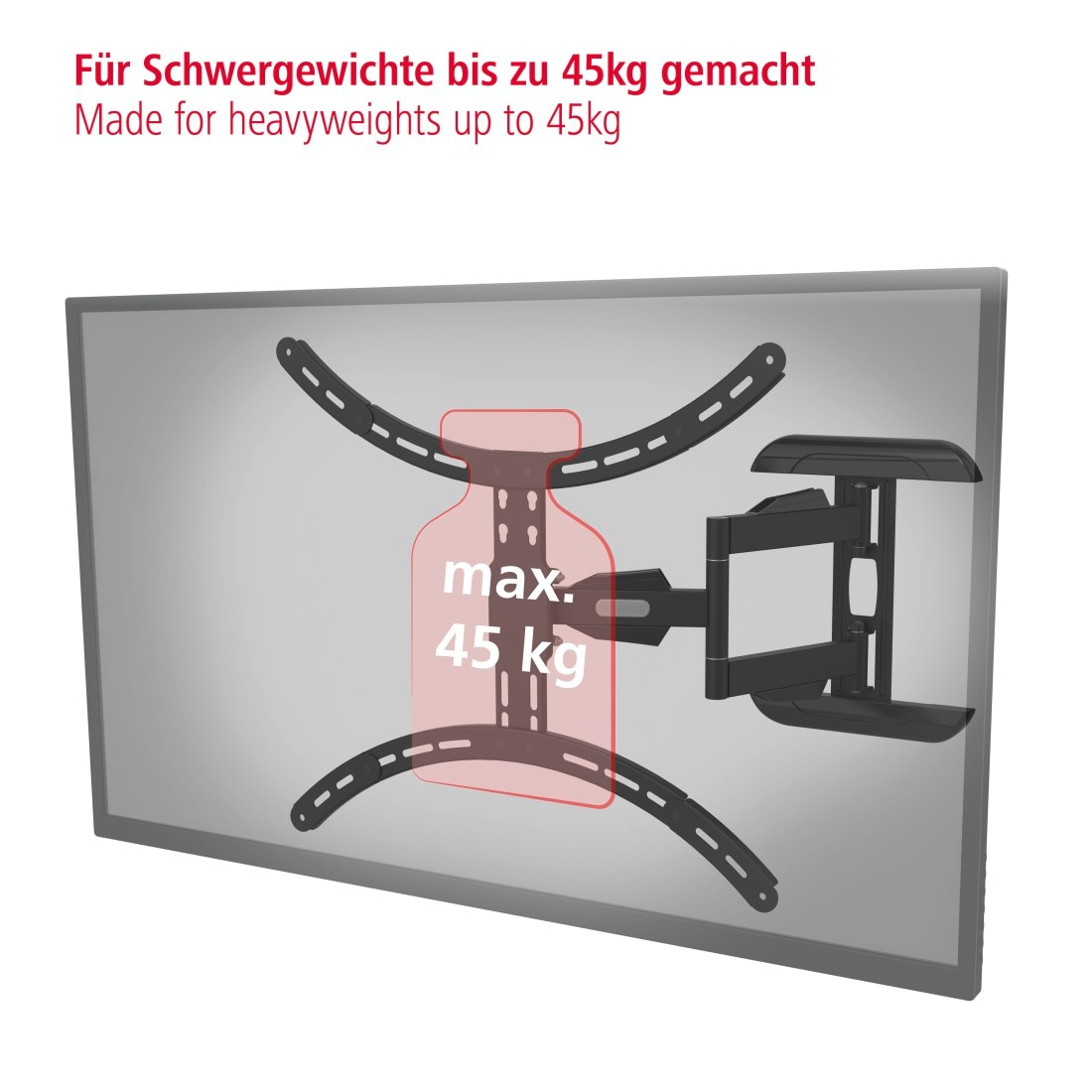 Hama TV-Wandhalterung »Halterung, schwenkbar, neigbar, ausziehbar von 94 - 191 cm (37" - 75")« bis 191 cm Zoll max. 45 kg, 43", 50", 55", 65""