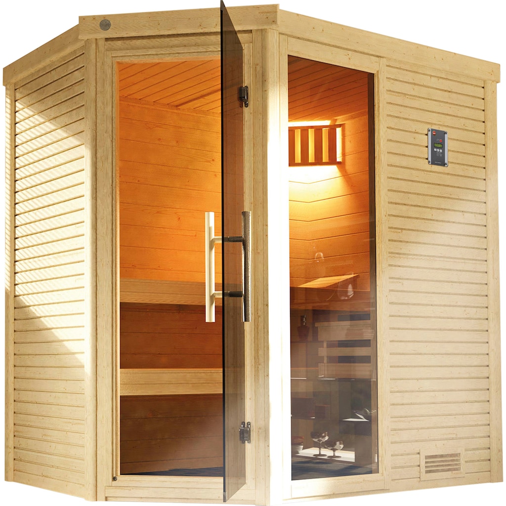 weka Sauna »Cubilis«, (Set), 7,5 kW Bio-Ofen mit digitaler Steuerung