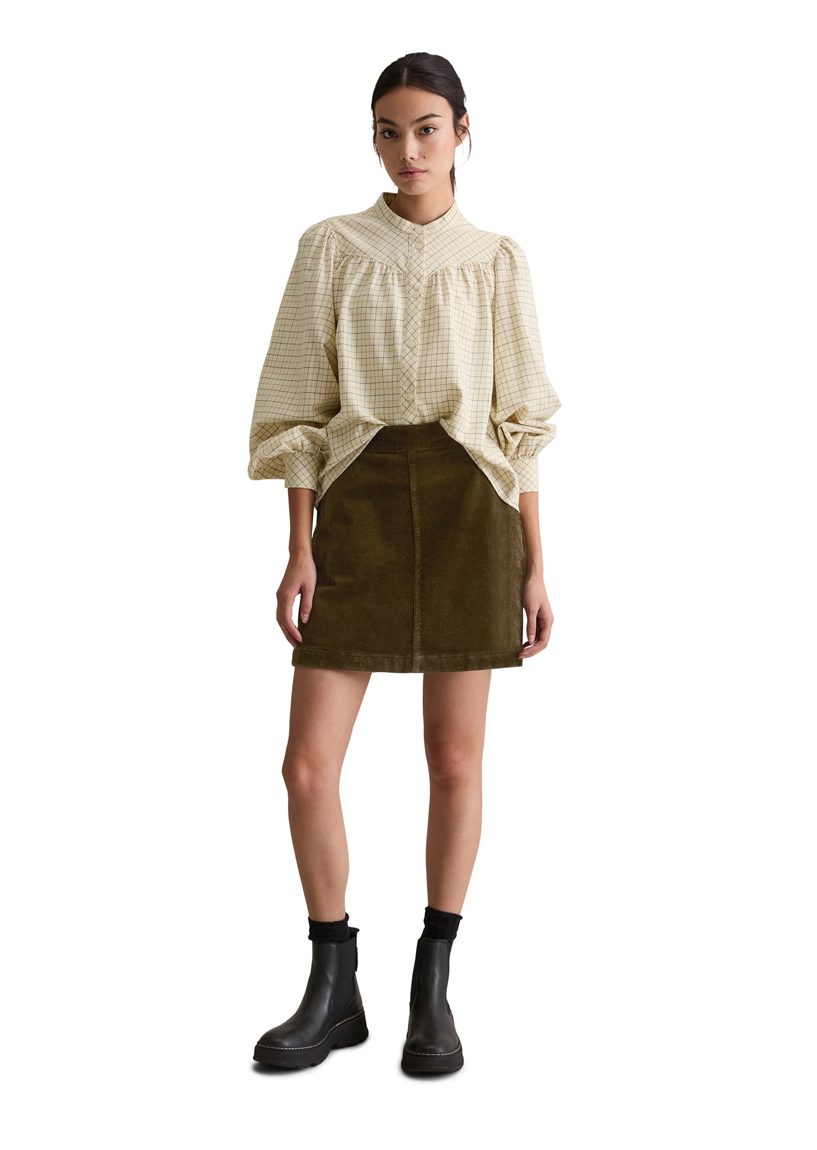 Marc O'Polo DENIM Langarmbluse A-Shape in softer Flanell-Qualität, kariert