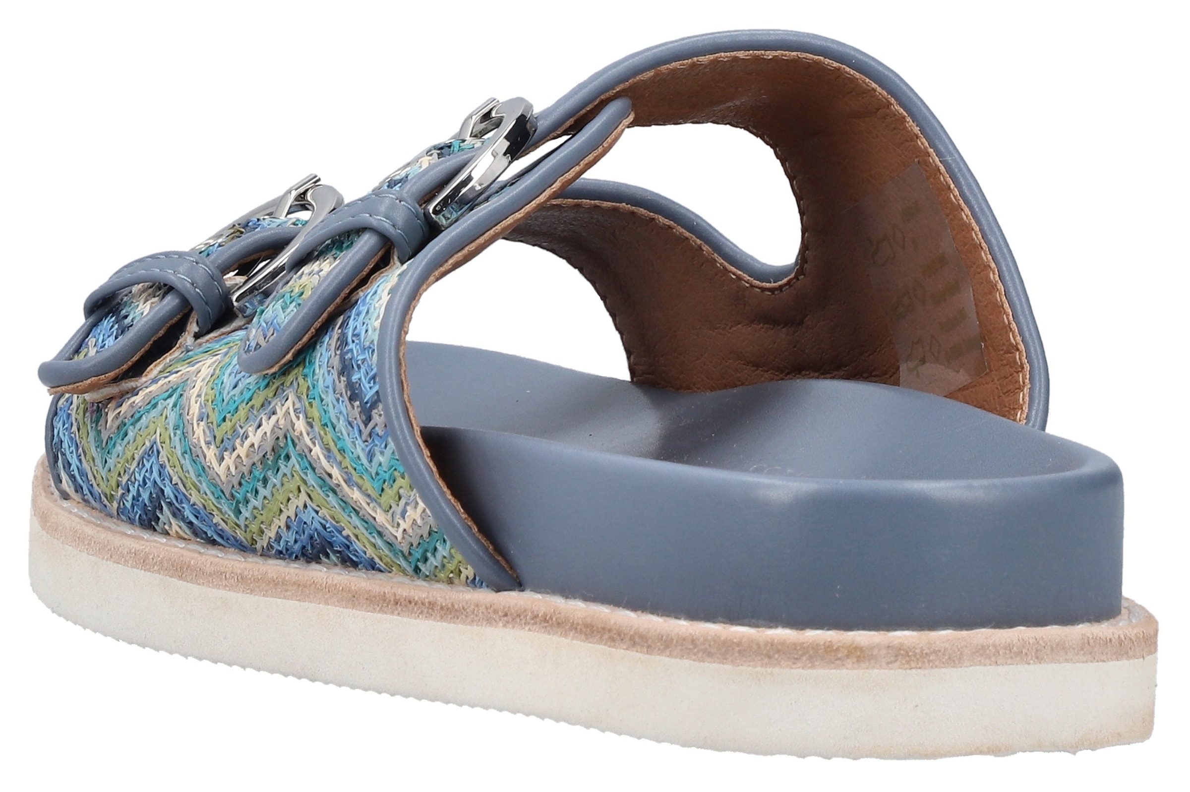 Rieker Pantolette, Sommerschuh, Strandschuh, Urlaubsschuh, Schlappen in Flecht-Optik