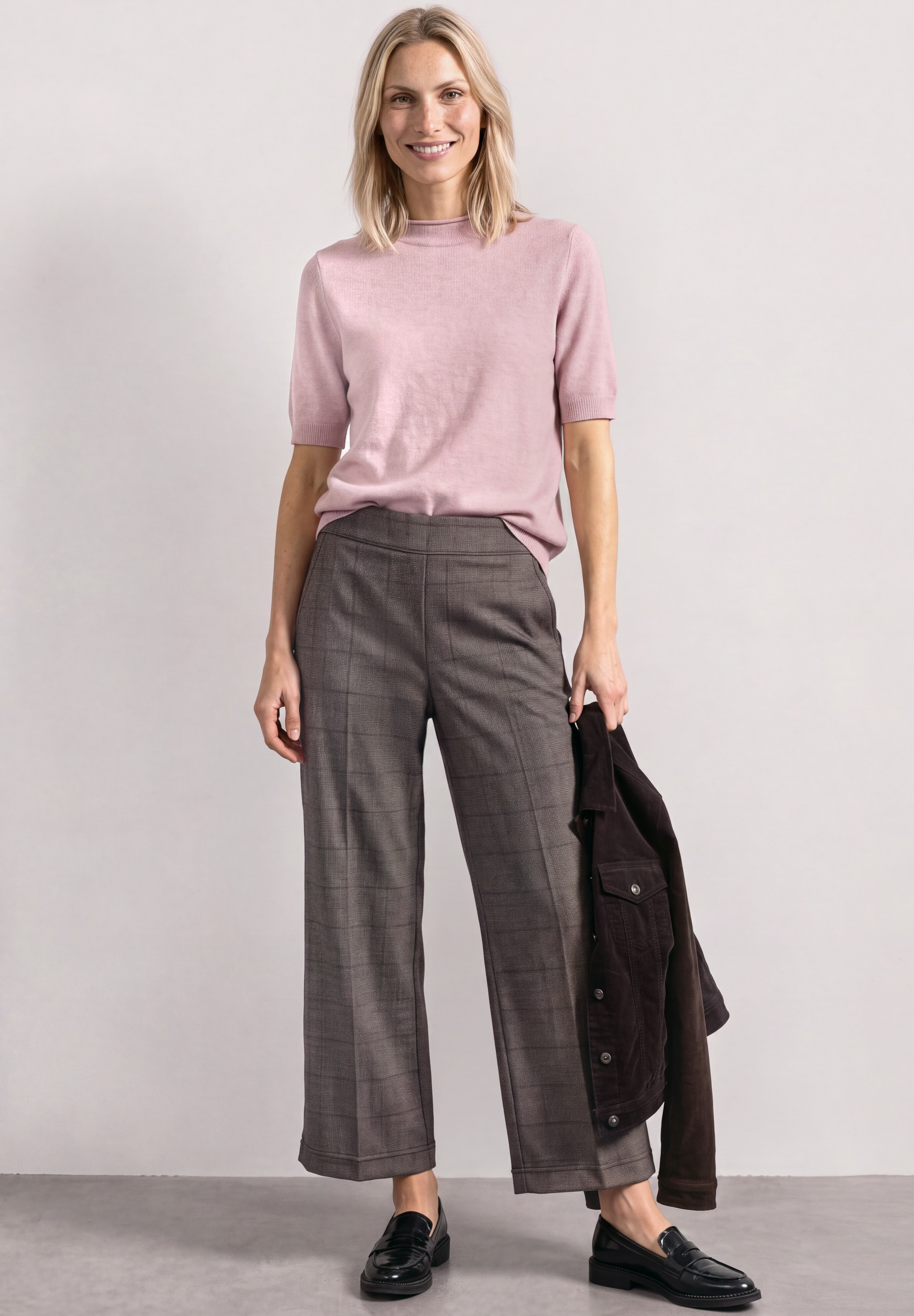 STREET ONE Stoffhose »Style Emee«  Culotte mit Karomuster / Weites Bein / Gummibund