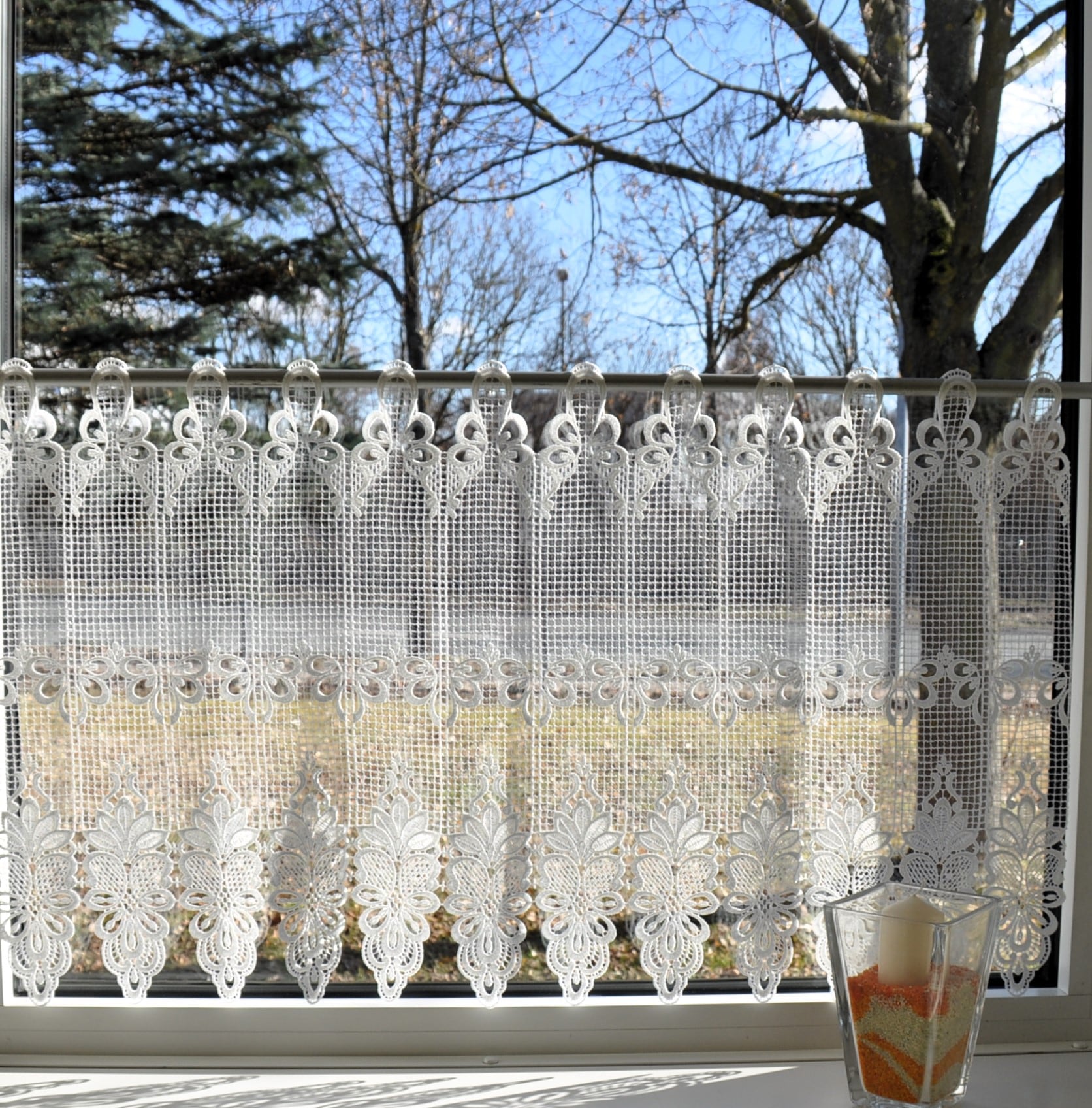 Stickereien Plauen Scheibengardine »Scheibengardine Farisa« Stangendurchzug 1 Stk. tlg.