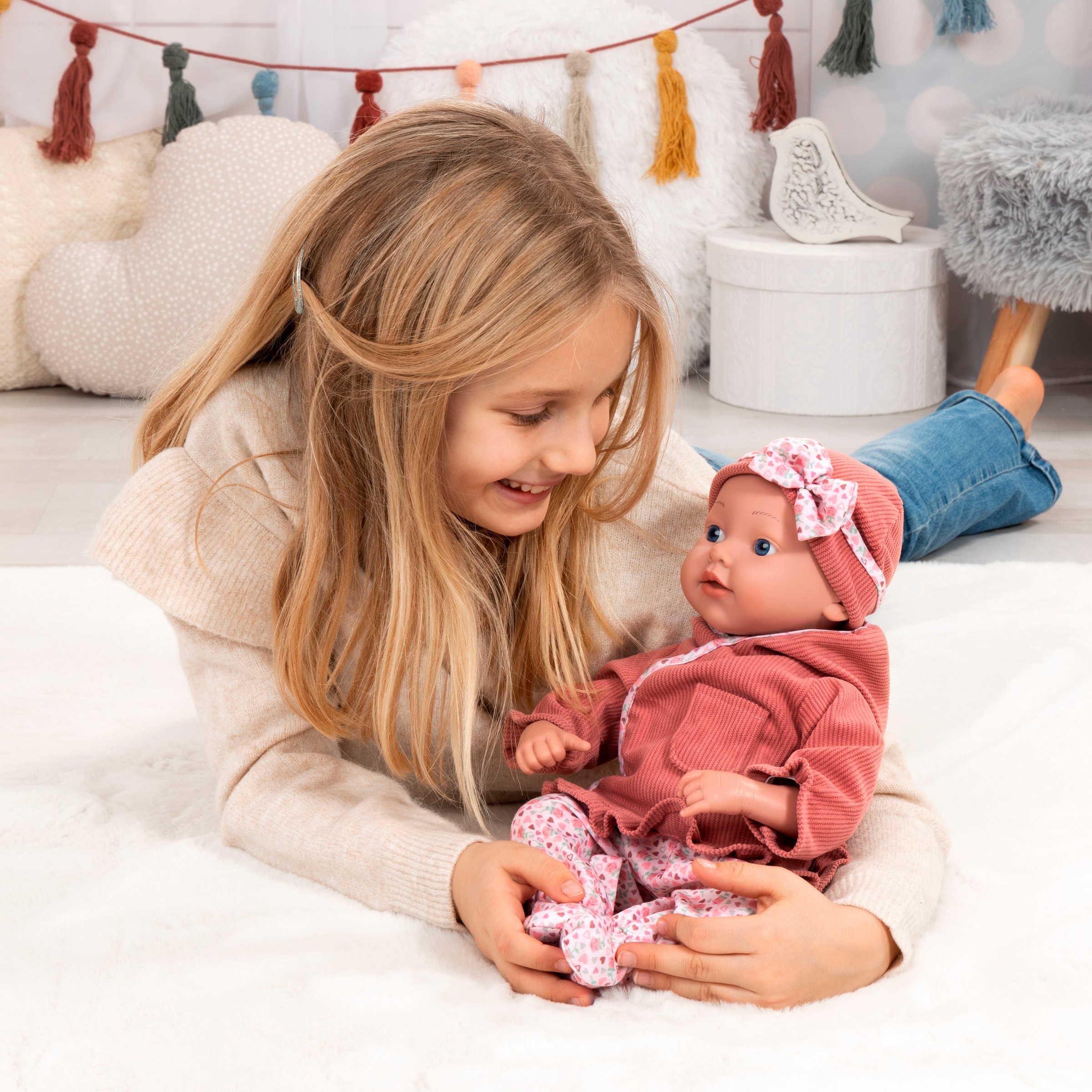 Bayer Babypuppe »Reborn Baby, 38 cm Herzchen braun«