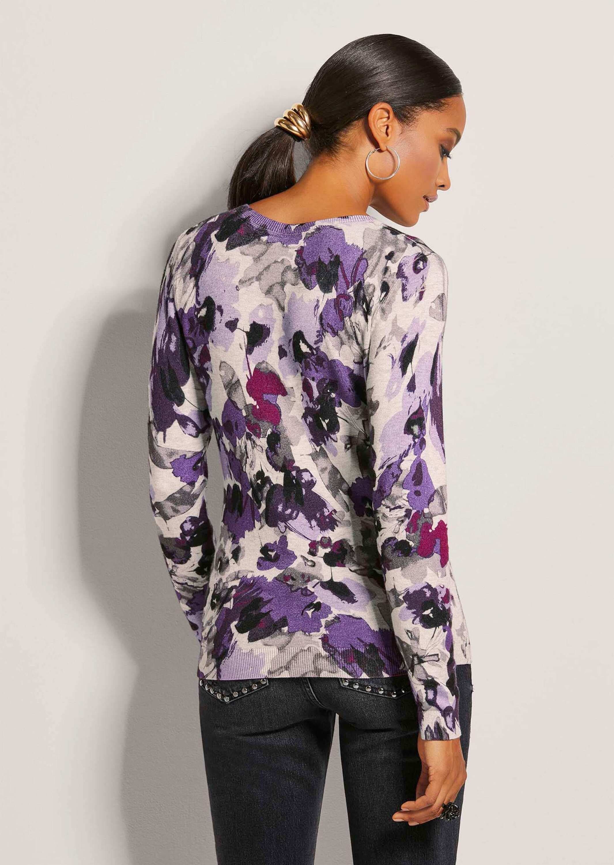 MADELEINE Longpullover »Pullover Feinstrick-Pullover mit Unikat-Print«