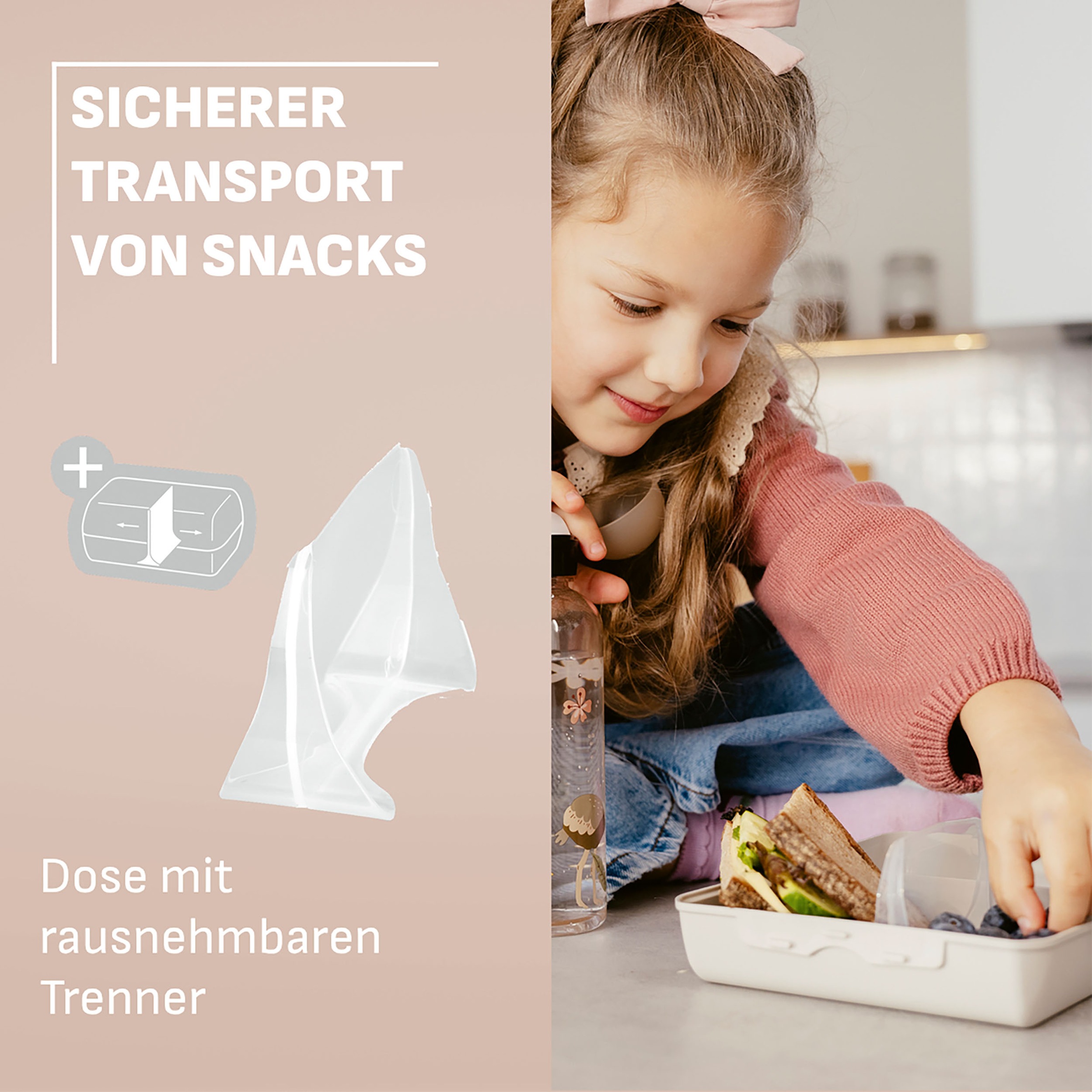Emsa Kindergeschirr-Set »Kids« Tritan-Trinkflasche, 0,6 l, Vorratsdose mit herausnehmbarem Trenner