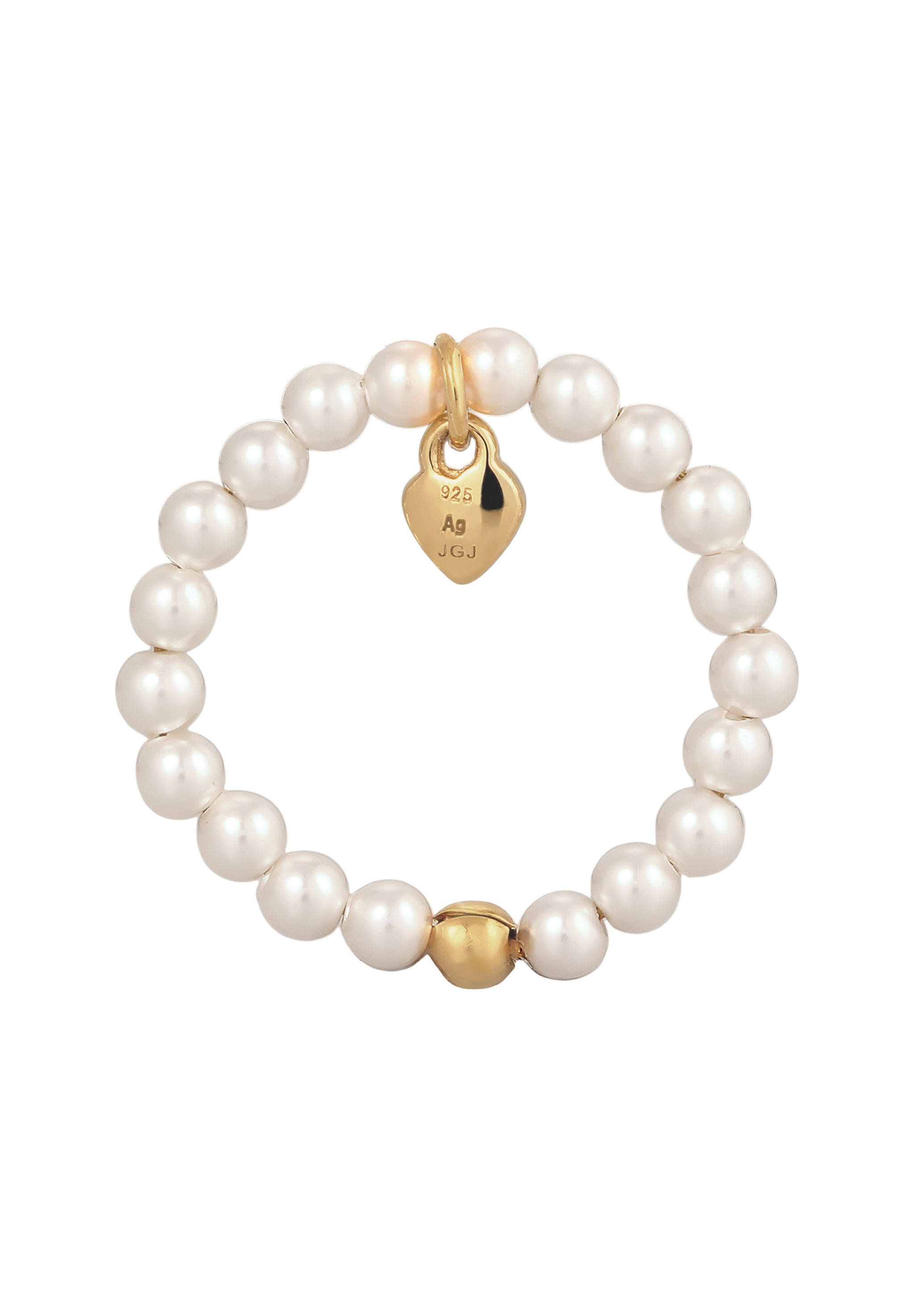 Elli Perlenring »Ring Herz mit Perlen von Swarovski® Weiß 925 Sterling Silber vergoldet«