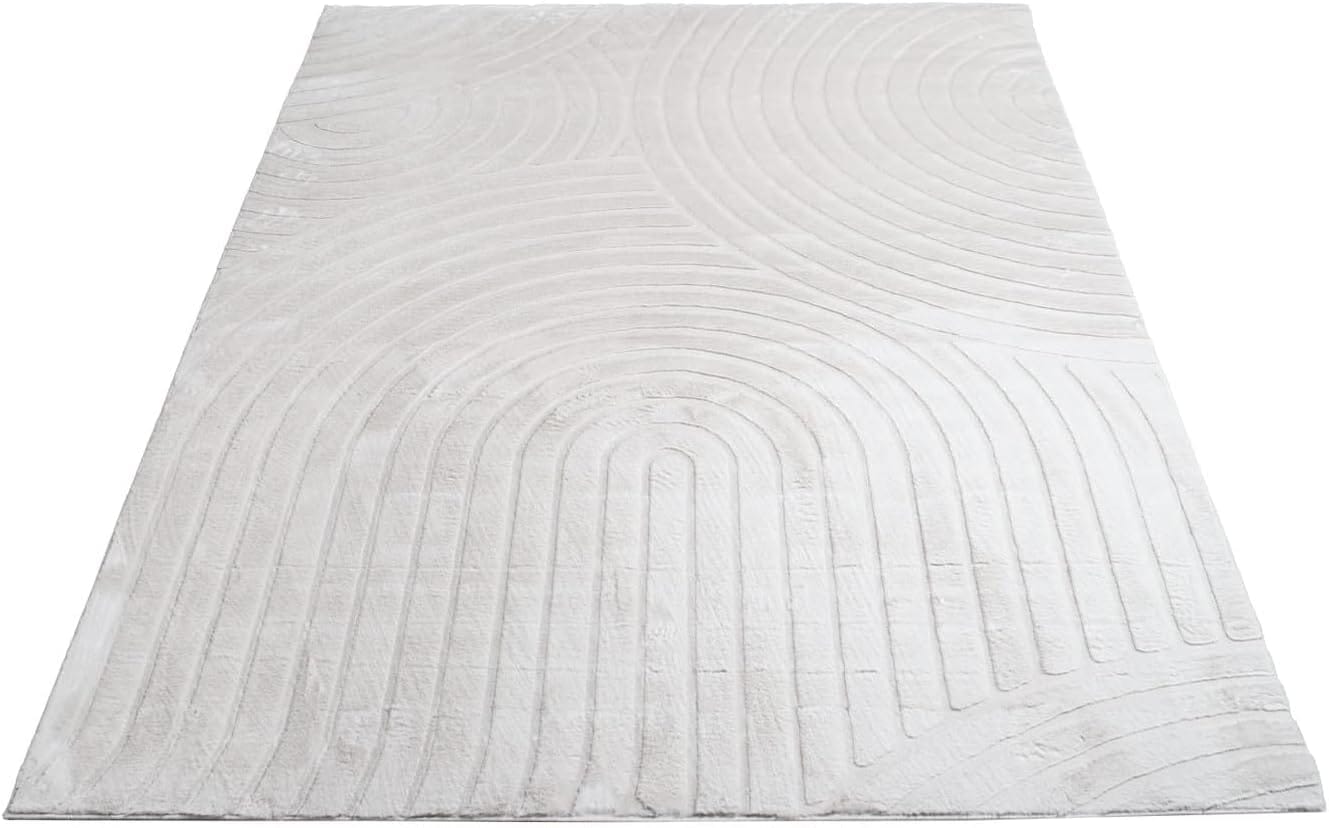 Carpet City Teppich »WAVES 501« rechteckig 12 mm Höhe Kurzflor, Hochtief-Muster/ 3D-Effekt, Uni, Wohnzimmer, Schlafzimmer