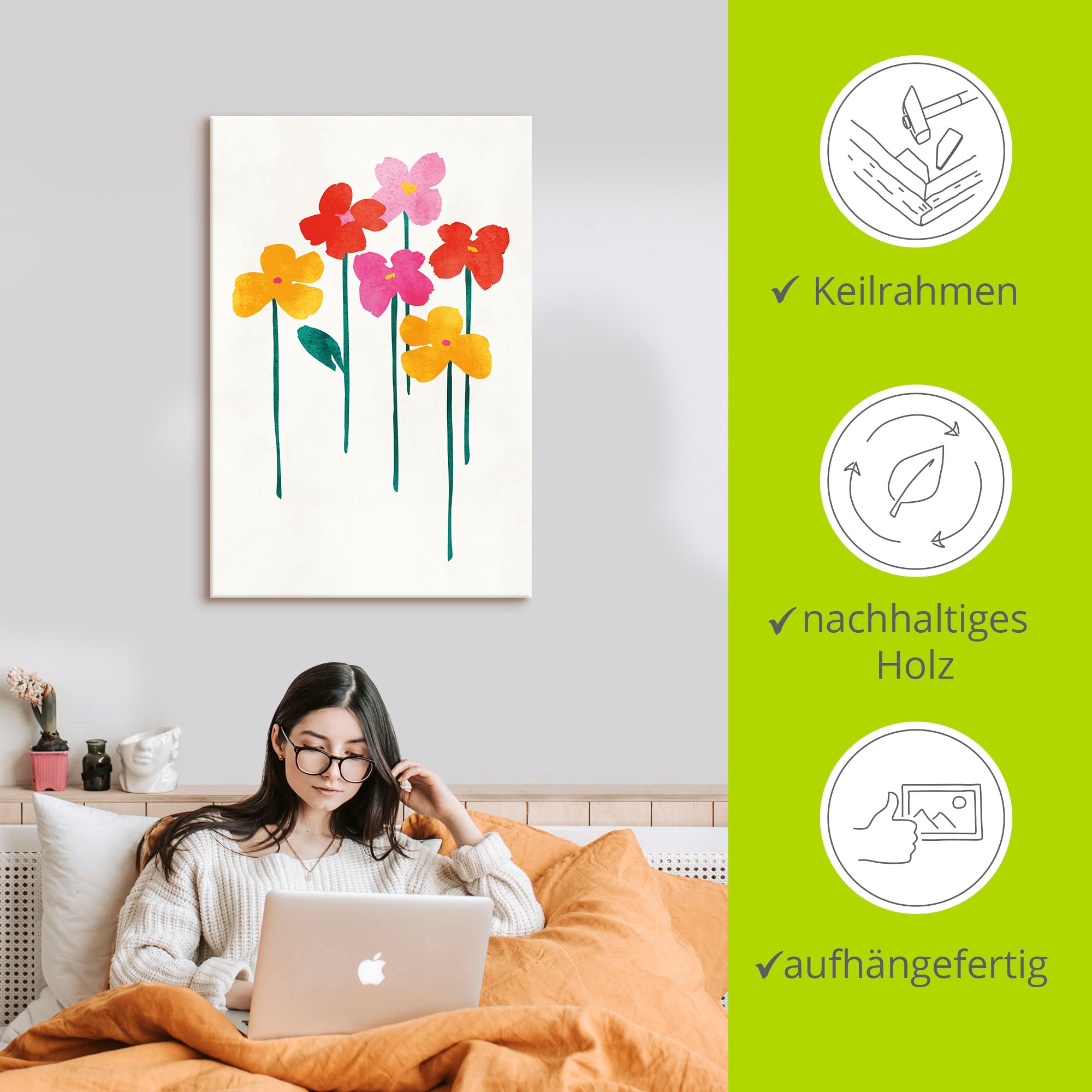 Artland Wandbild »Kleine glückliche Blumen«, Blumenbilder, (1 St.), als Leinwandbild, Poster in verschied. Größen