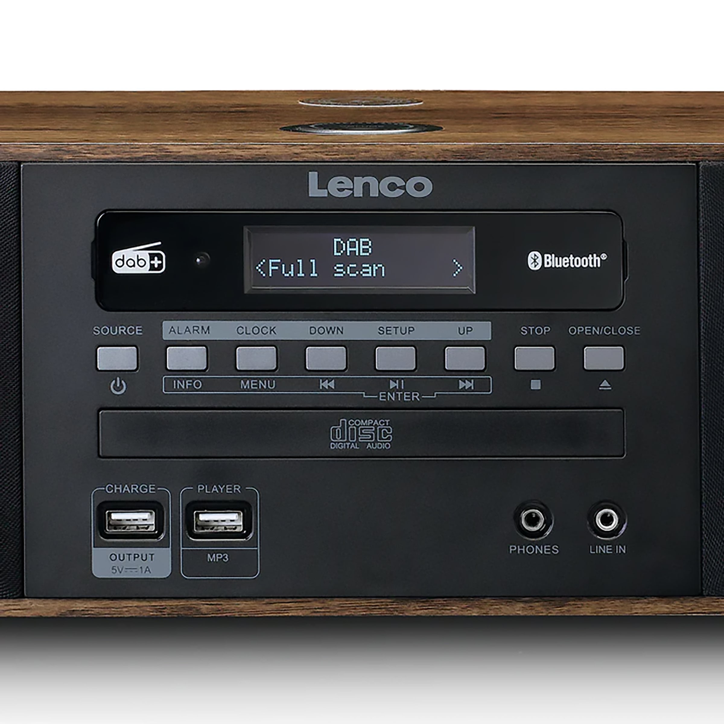 Lenco Stereoanlage »DAR-051WD« (Bluetooth Digitalradio (DAB+) | FM-Tuner 20 W) CD/USB, Bluetooth, kabelloses Laden nach Qi-Standard