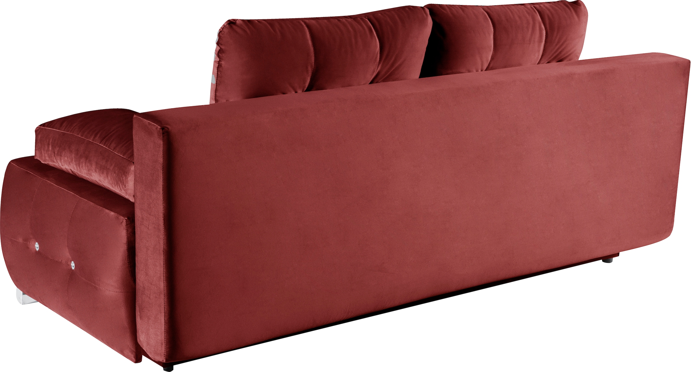 WERK2 Schlafsofa »Monaco Design Bettsofa, pflegeleichter Samtoptik Bezug, Breite 205cm«, 2-Sitzer Schlafcouch mit Bettkasten & funkelnden Ziersteinchen