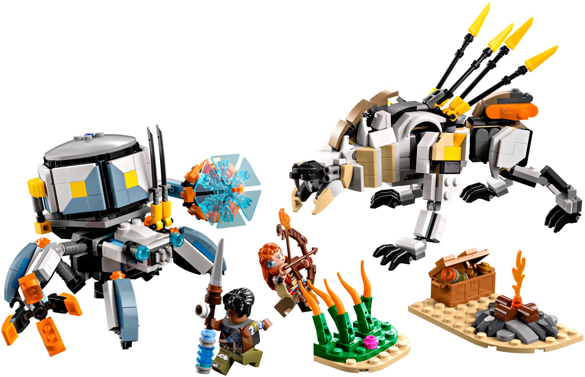 LEGO® Konstruktionsspielsteine »Aloy und Varl vs. Panzerwanderer und Sägezahn (77037), LEGO® Horizon«, (768 St.), Made in Europe