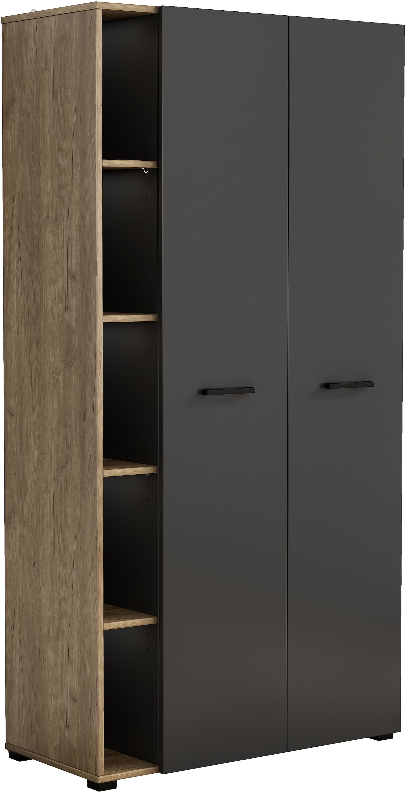 OTTO home, Computerschrank »Moid« Set, für Arbeitszimmer, mit zwei Türen, mit Tastaturauszug, schwarz, schwarz, Gesamtmaße (B/T/H): 88,2 x 41,5 x 