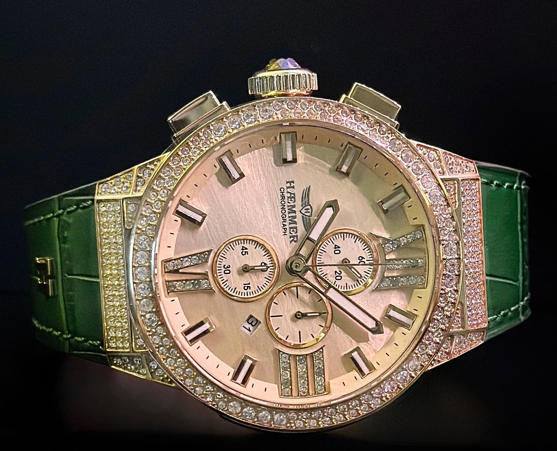 HAEMMER GERMANY Chronograph »EMINENT«, Quarzuhr, Damenuhr, Datum, Stoppfunktion, Saphirglas, Lederarmband