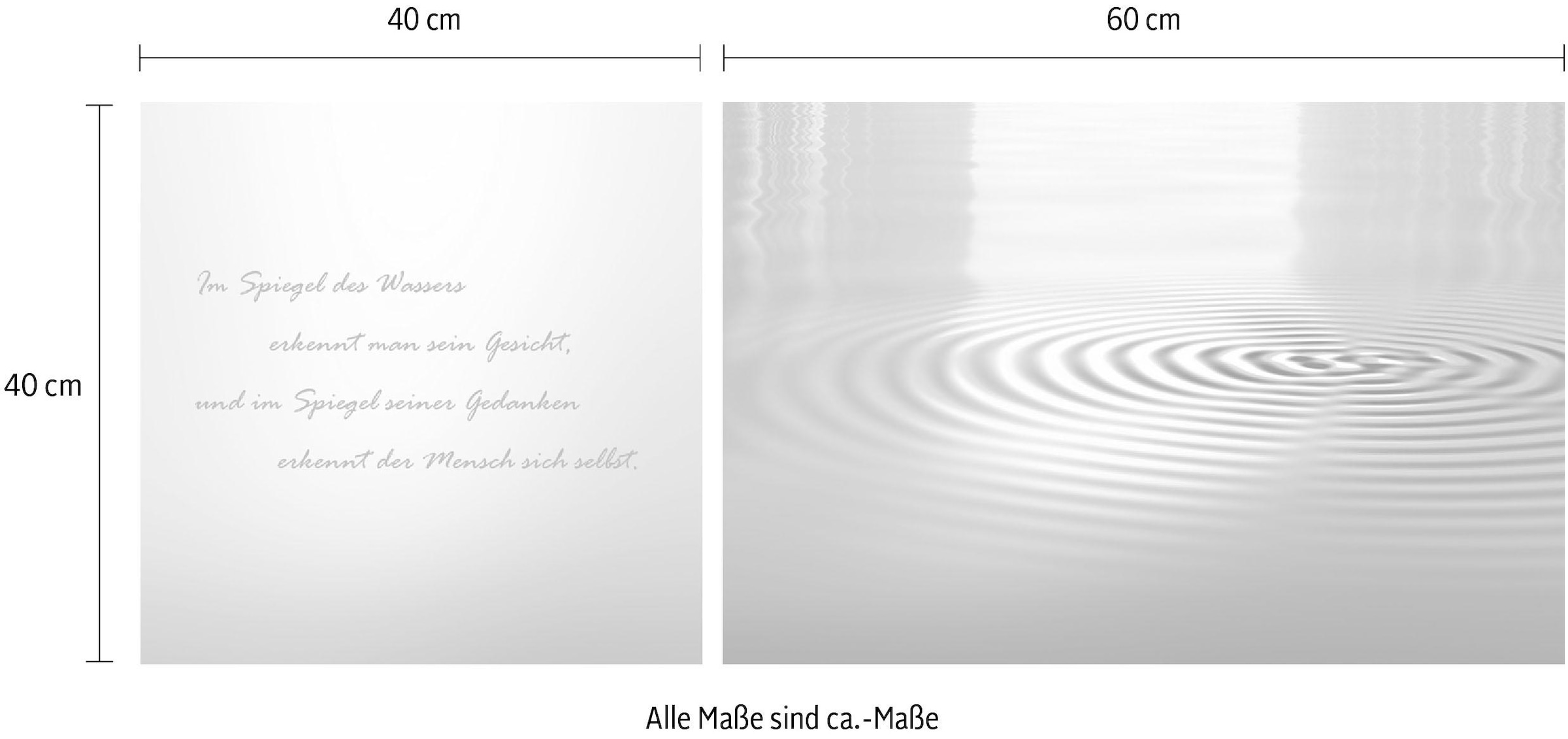 queence Leinwandbild »Wasser«, See-Stein-Kunst-Modern-Spa-Spa Bilder-Sprüche-Sprüche & Texte-Schriftzug-Schriftzüge-Liebessprüche, (Set), Premium-Leinwandstoff, Handarbeit aus Deutschland, Zitat, 2er Set
