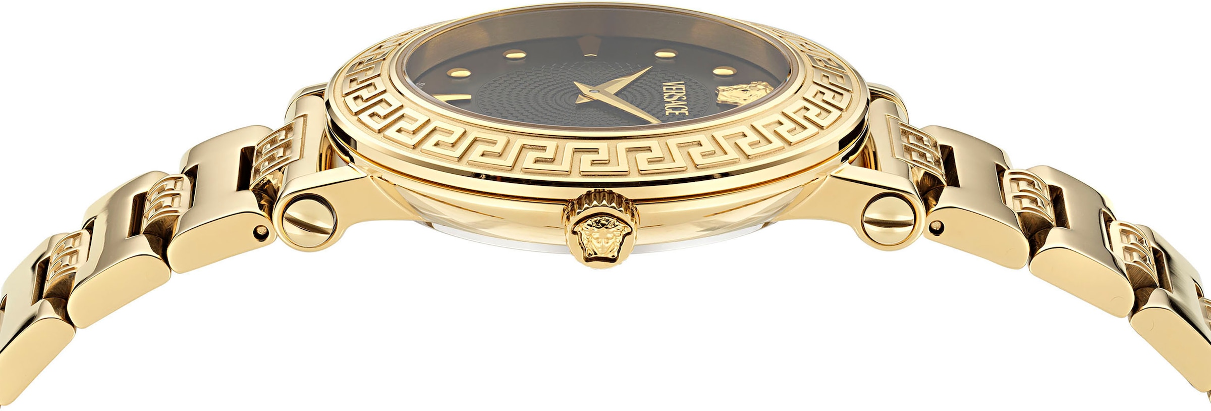 Versace Quarzuhr »GRECA SPHERE«, Armbanduhr, Damenuhr, Swiss Made, Saphirglas, Edelstahlarmband, analog