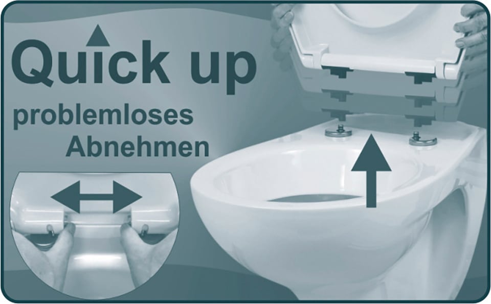 CORNAT WC-Sitz »Außergewöhnliche 3D-Optik - Pflegeleichter Thermoplast - Quick up &«, Clean Funktion - Absenkautomatik - Montage von oben / Toilettensitz