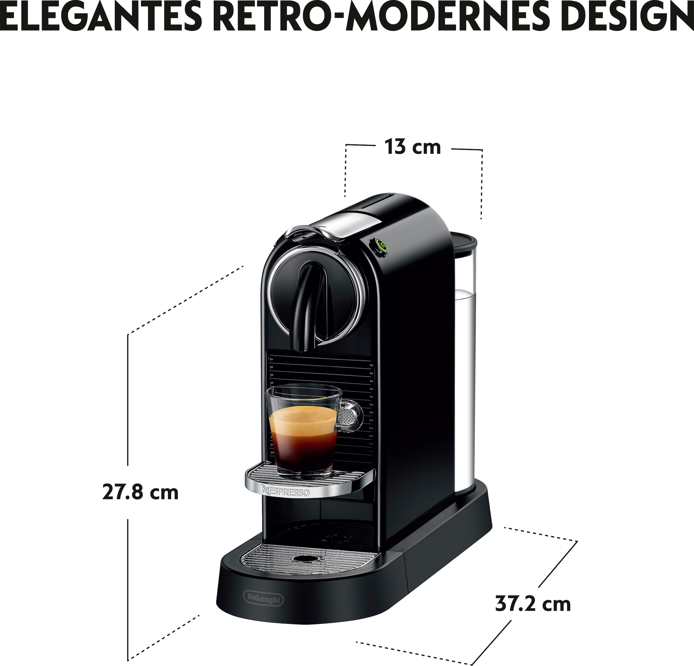 Nespresso Kapselmaschine »CITIZ EN 167.B von DeLonghi, Black«, inkl.  Willkommenspaket mit 7 Kapseln mit 3 Jahren XXL Garantie