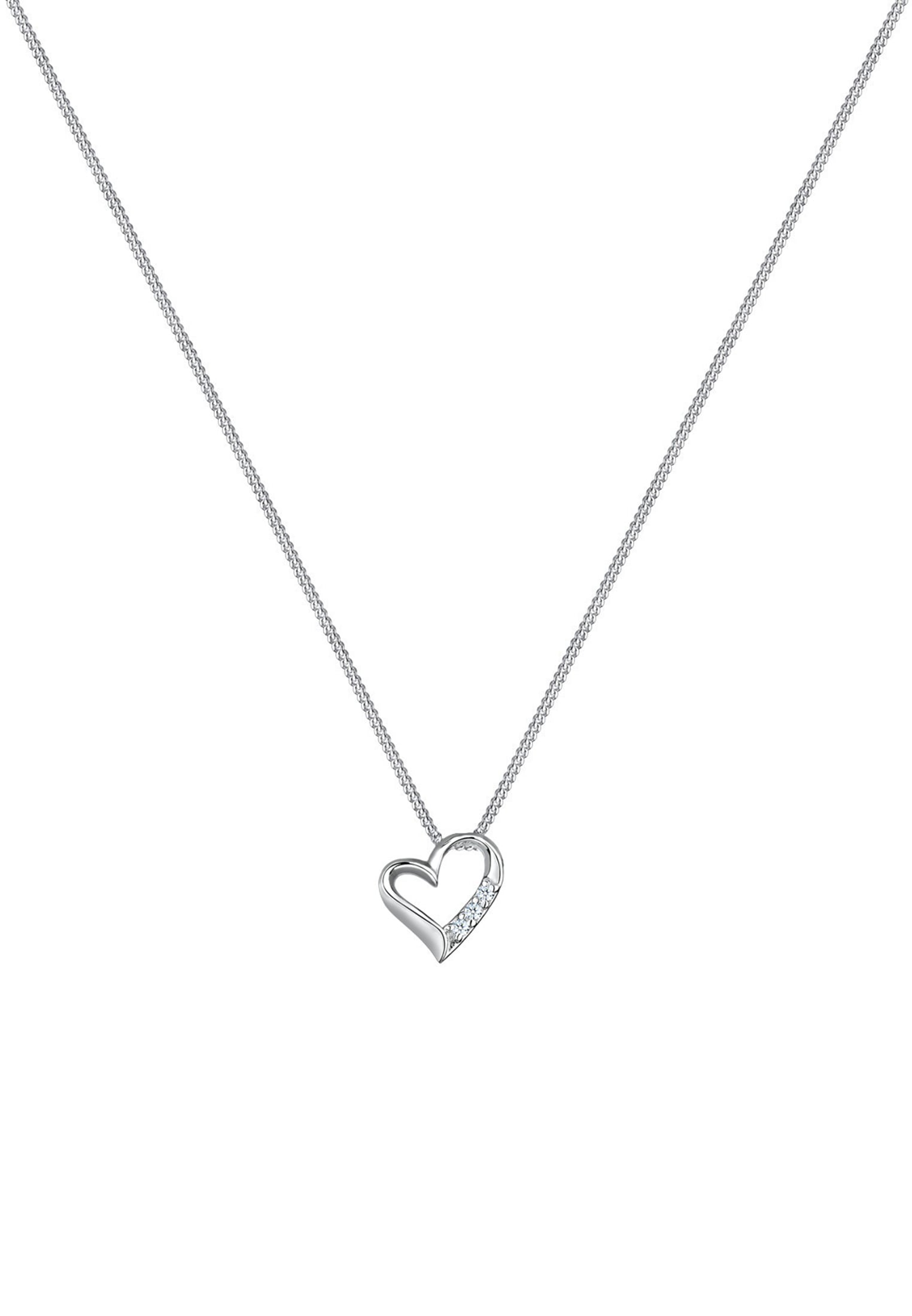 Elli DIAMONDS Silberkette »Halskette Herz Liebe Diamant (0.06 ct.) 925 Silber«