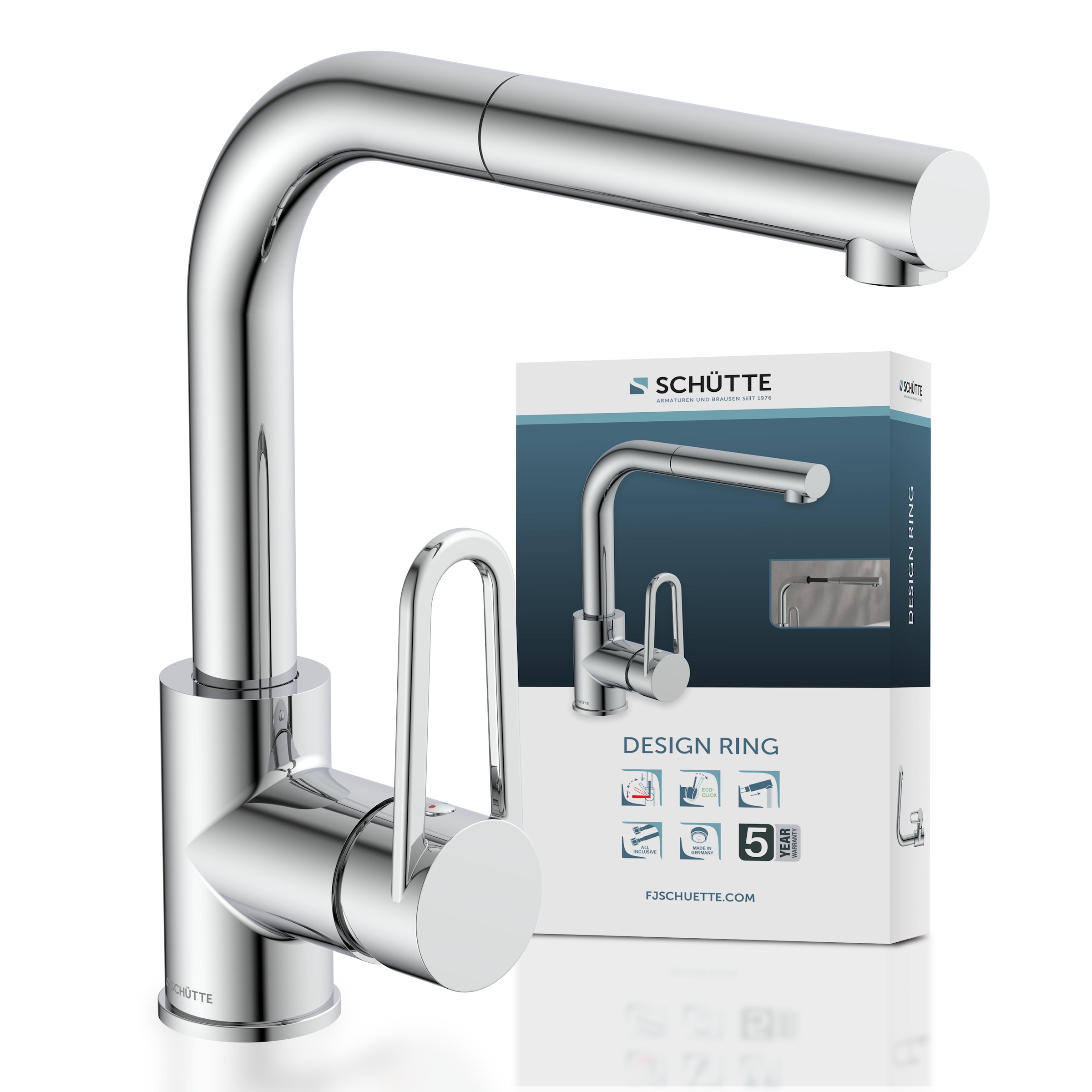 Schütte Spültischarmatur »Design« mit Geschirrbrause, ausziehbar, schwenkbar, Hochdruck