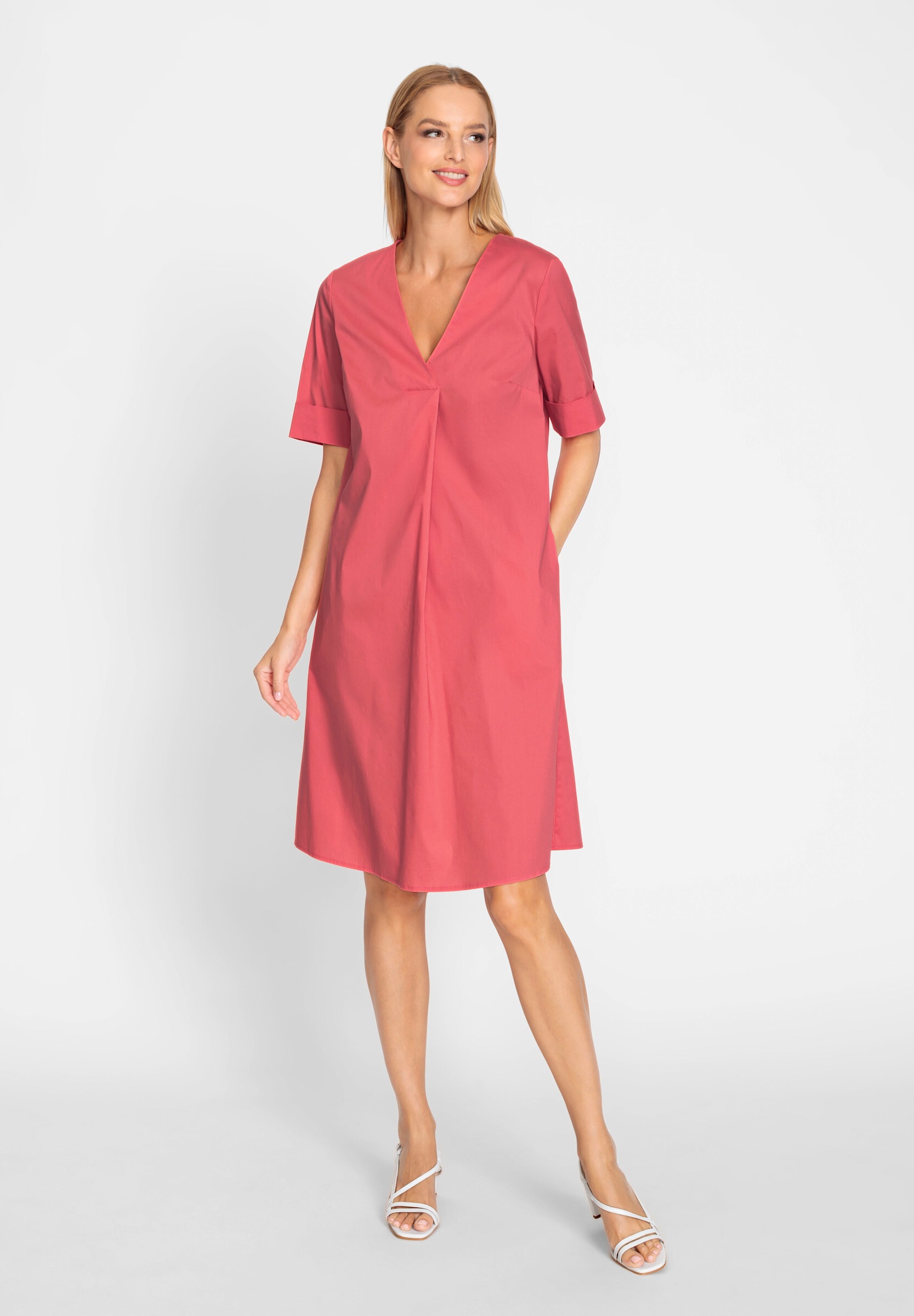 heine Jerseykleid »Kleid Sommerkleid mit Falte am V-Ausschnitt« Eingrifftasche