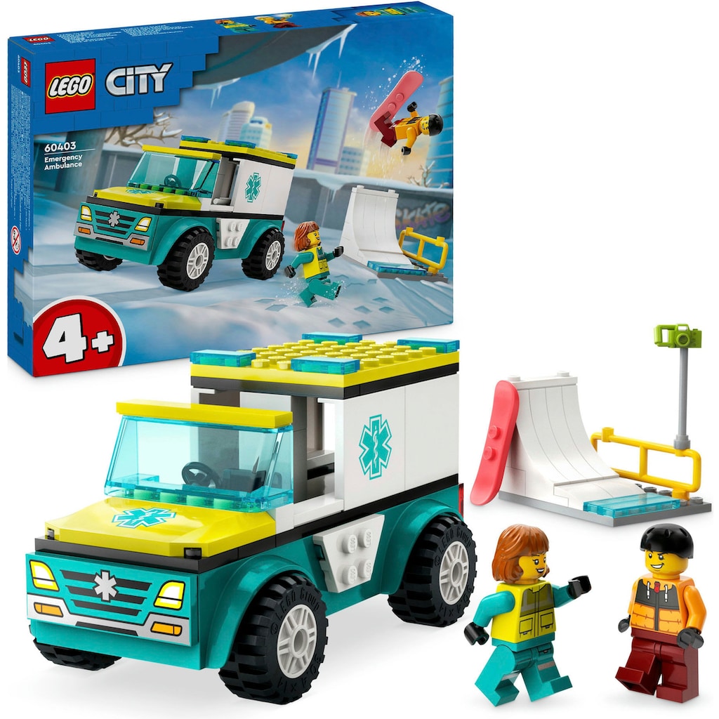 LEGO® Konstruktionsspielsteine »Rettungswagen und Snowboarder (60403), LEGO City«, (79 St.)