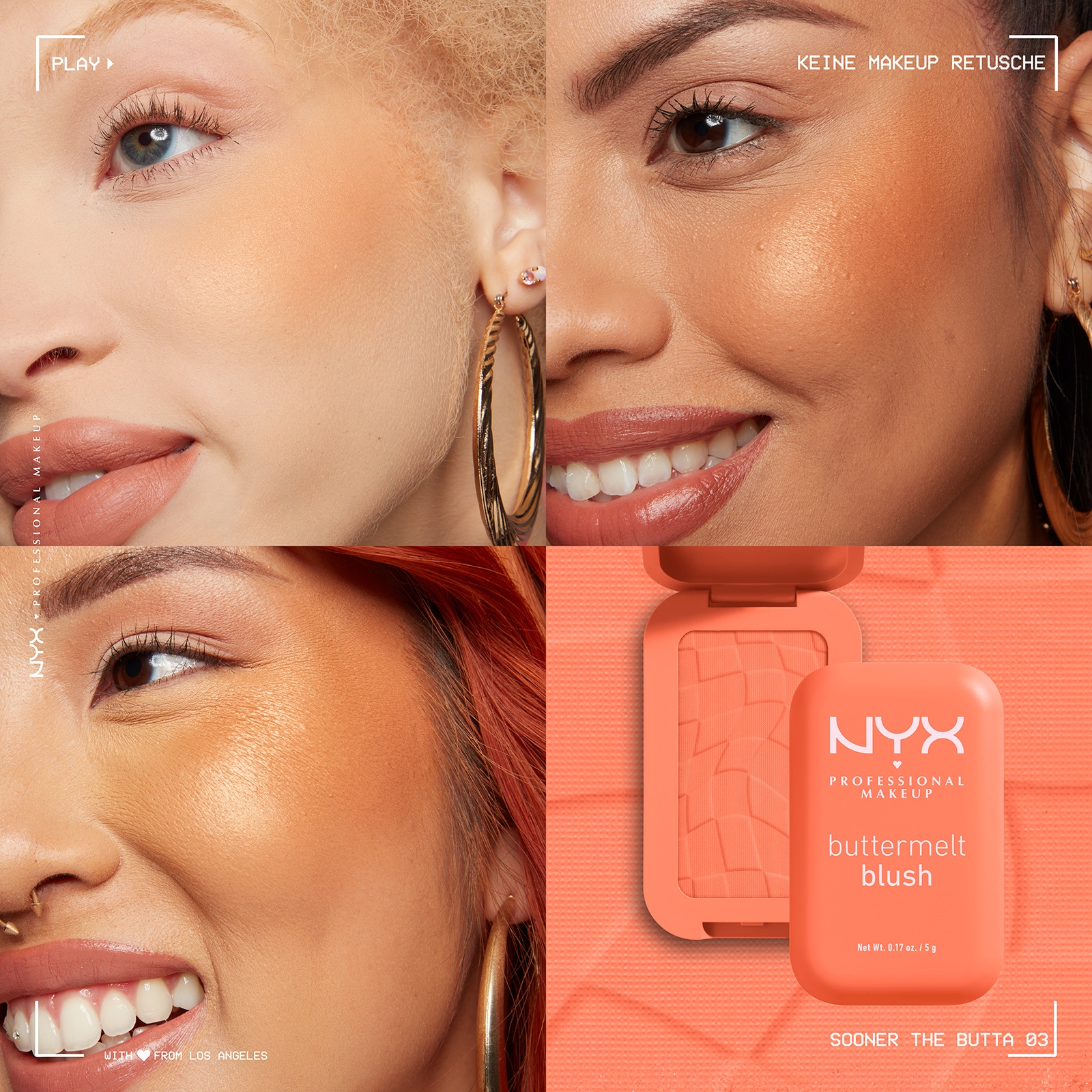 NYX Rouge »Makeup Buttermelt Blush«, Cremige, leichte Textur, variable Deckkraft, pflegende Formel.