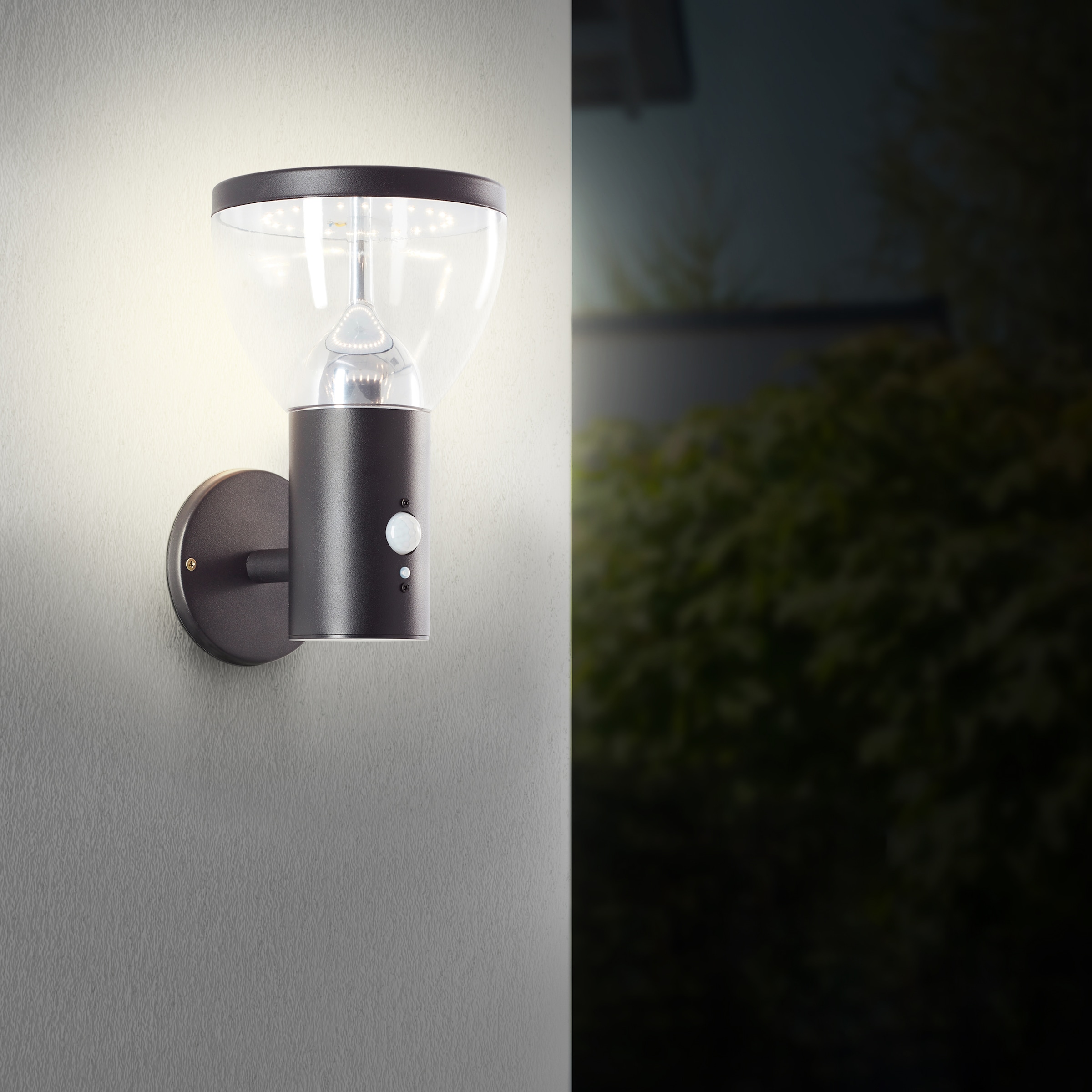 Brilliant LED Außen-Wandleuchte »Tulip« 1 Stk. Warmweiß LED Außenwandleuchte, Solar, 25 cm, 430 lm, 3000 K, Edelstahl, schwarz