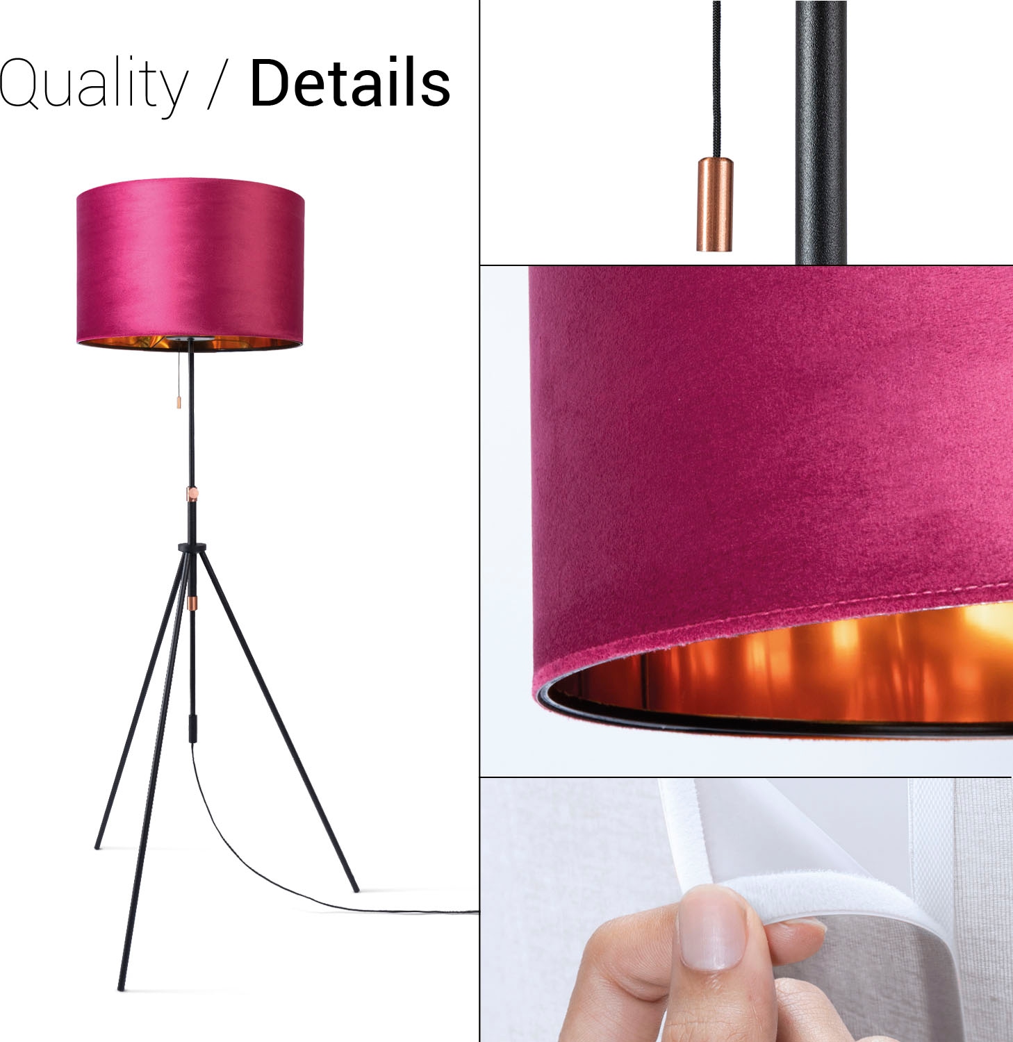 Paco Home Stehlampe »Naomi uni Color«, Leuchtmittel E27 | ohne Leuchtmittel, Wohnzimmer Höhenverstellbar 121,5 bis 176,5 cm Zugschalter Velour
