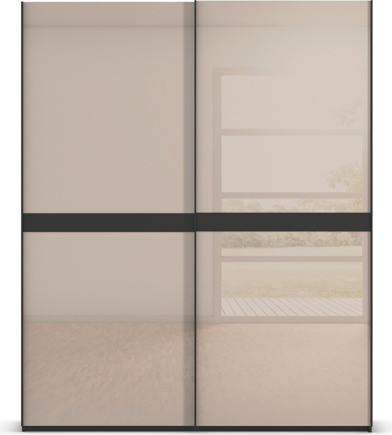 rauch Schwebetürenschrank »Kleiderschrank Schrank Garderobe Schlafzimmerschrank SCALE-LINE«, edle Optik mit Bauchbinde in Korpusfarbe mit Glasfront MADE IN GERMANY