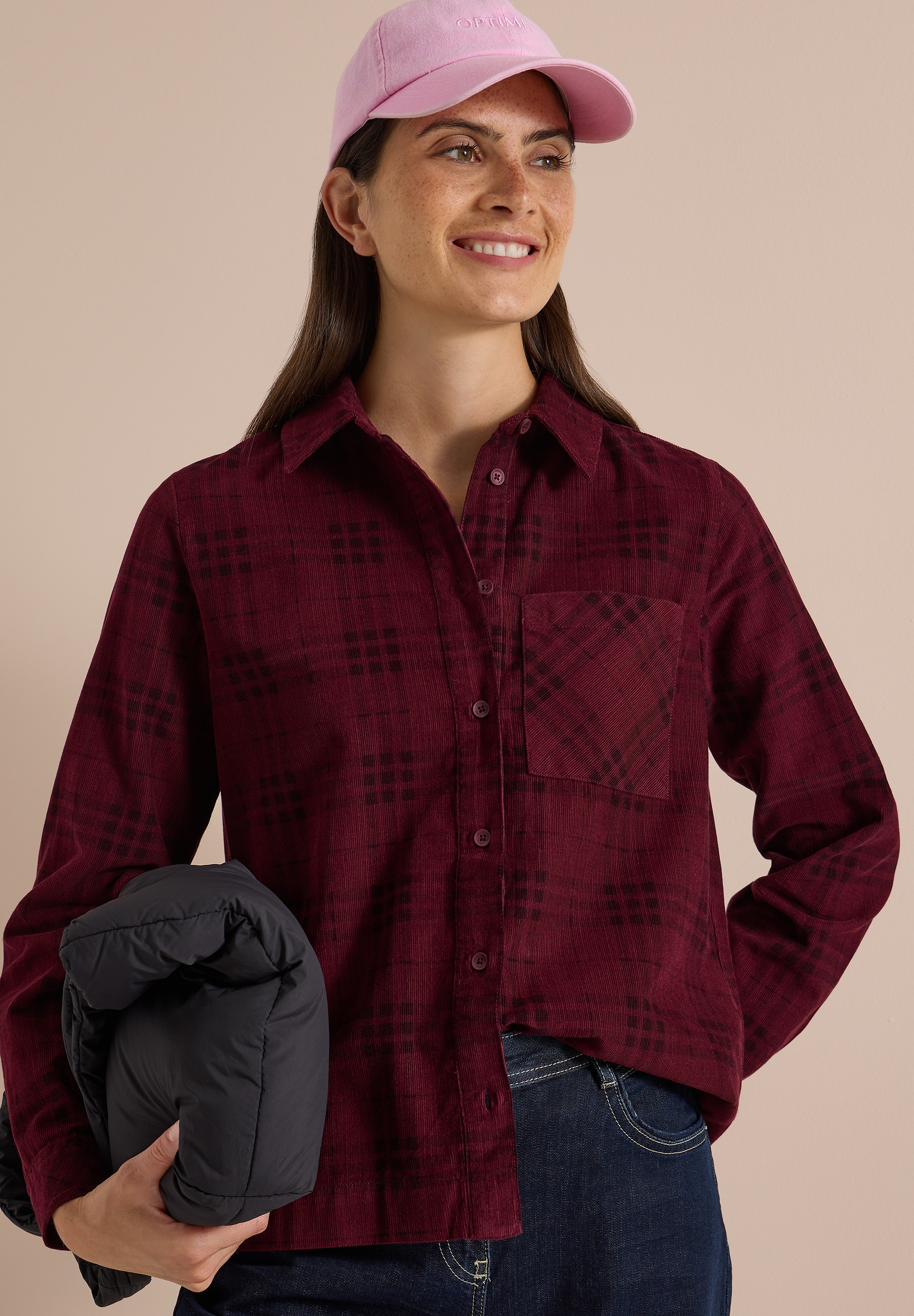 Cecil Langarmbluse Cordbluse mit Karomuster