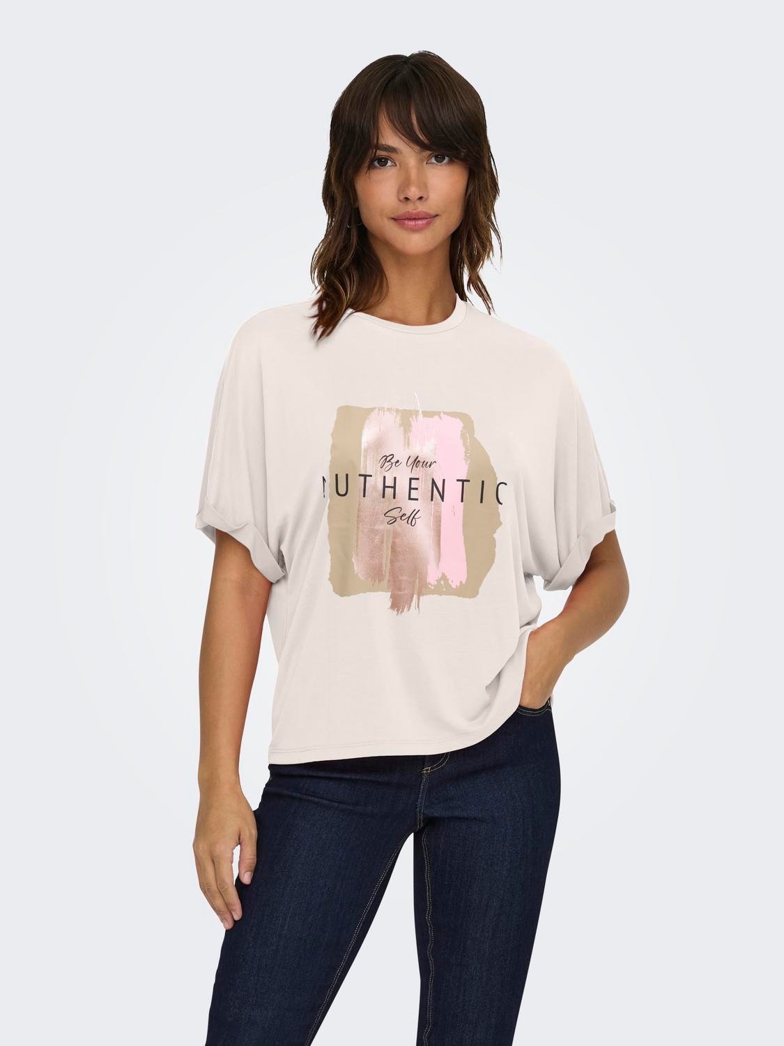 ONLY T-Shirt »ONLFREE LIFE S/S FOLD-UP TOP BOX JRS« Materialmix, regular fit, Rundhals
