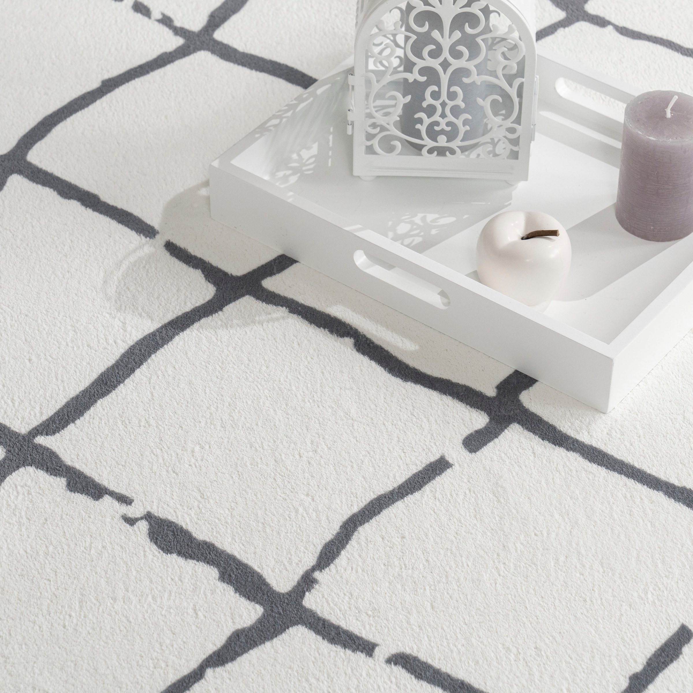 Paco Home Teppich »Luton 663«, rund, 12 mm Höhe, Kurzflor, Rauten Muster, Scandi Design, Wohnzimmer, Esszimmer