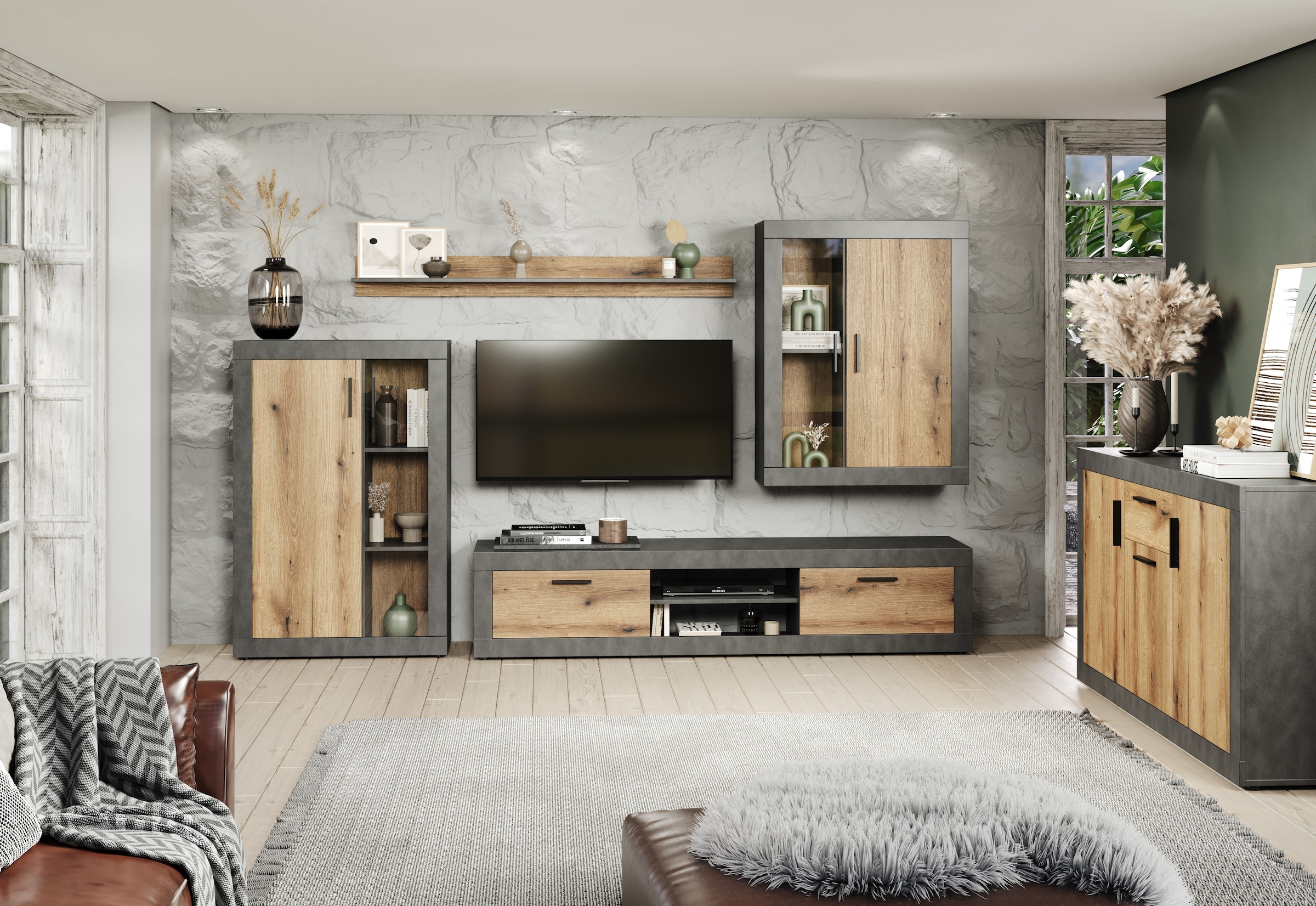 INOSIGN Sideboard »Bergen«, (Packung, 1 St.), Sideboard mit 3 Türen & 1 Schublade - (B/T/H) 149/40/83 cm