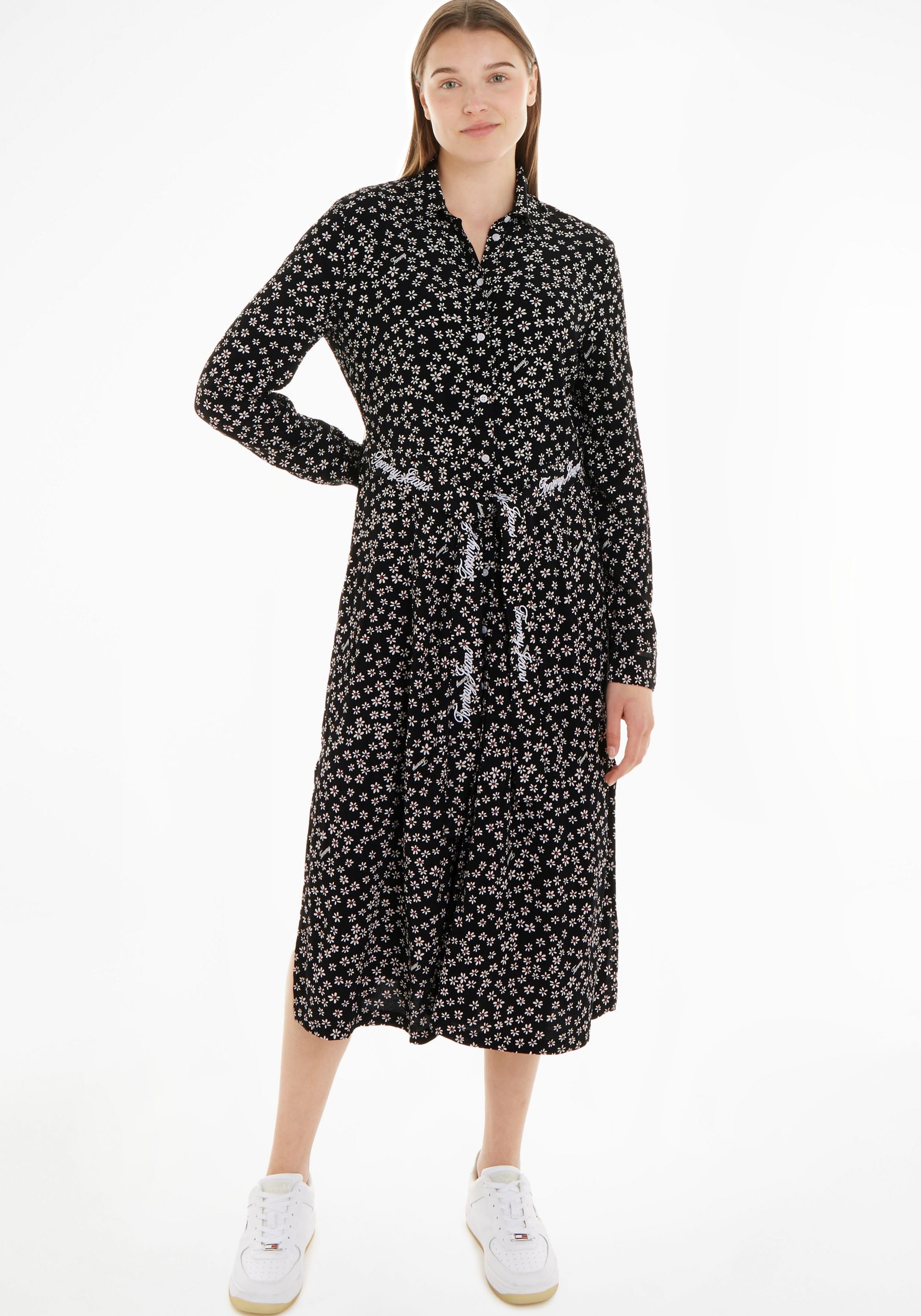 Shirtkleid »TJW DITSY BELTED MIDI DRESS EXT«, mit allover Millefleur & Logo Print