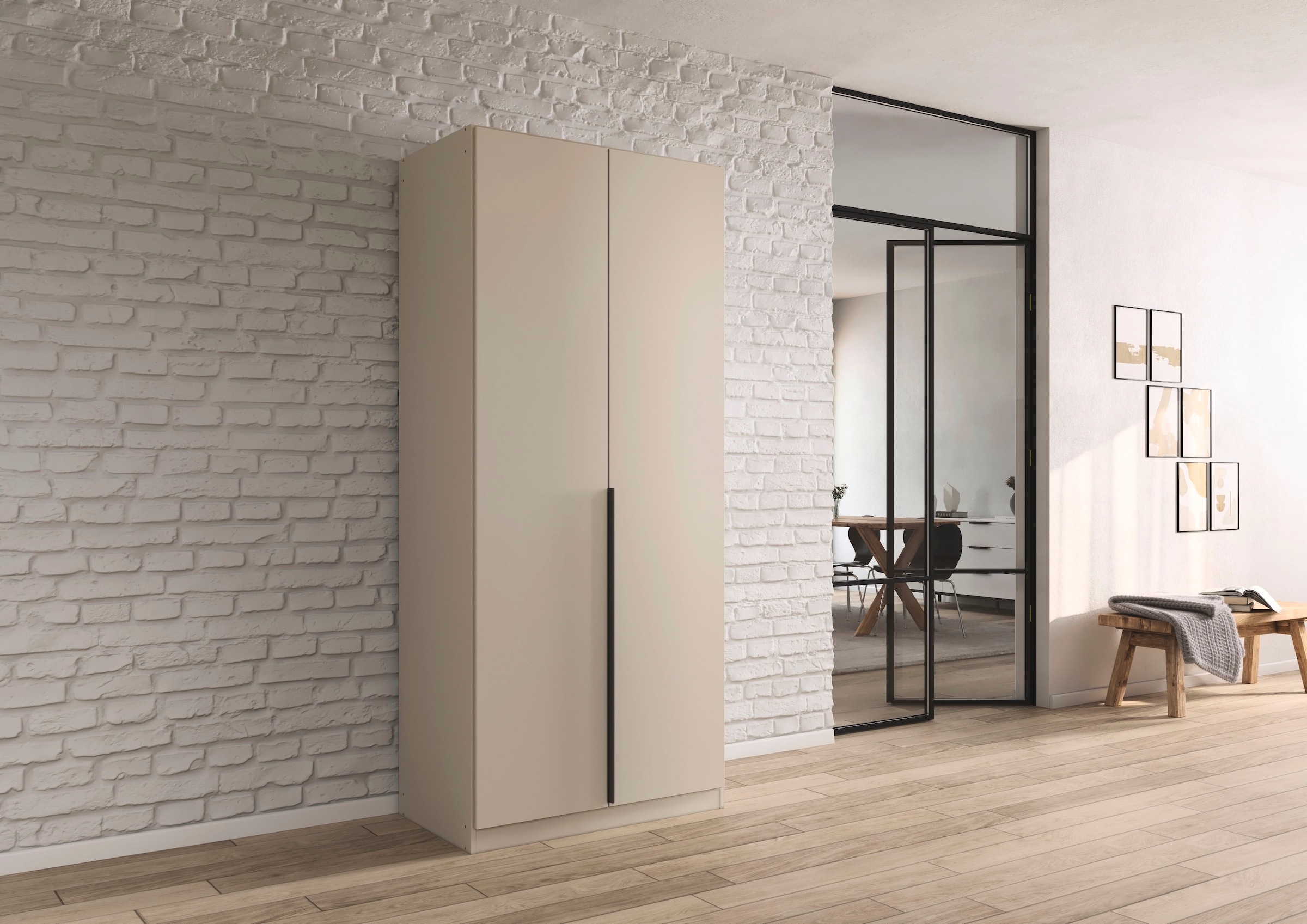 rauch Drehtürenschrank »Kleiderschrank Schrank Garderobe AGORDO TOPSELLER Schlafzimmer«, (in zwei Griff-Farben mit Dekor- oder Hochglanzfront), durchdachte Innenausstattung, in 6 Breiten und 2 Höhen MADE IN GERMANY
