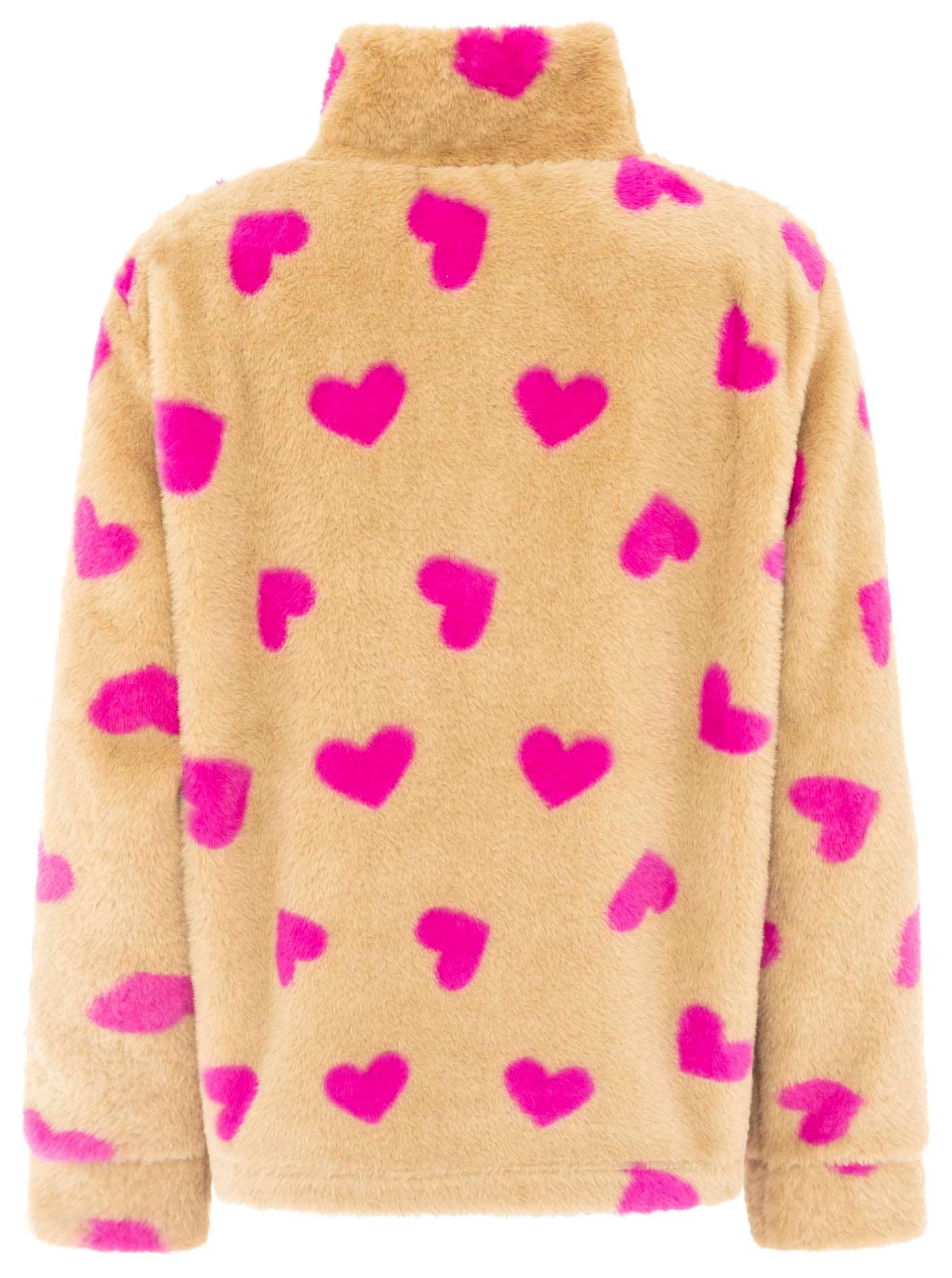 Zwillingsherz Troyer »"Herzi"« allover Herzmuster, Fake Fur Optik, Stehkragen mit Reißverschluss