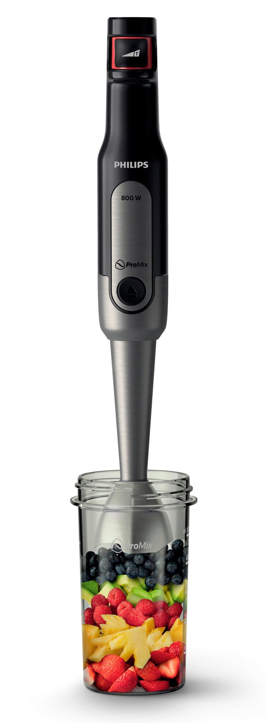 Philips Stabmixer »HR2657/90 Viva, stufenlos«, 800 W, inkl. 2-in-1 Togo Trinkflasche, Spiralschneider, Schneebesenaufsatz