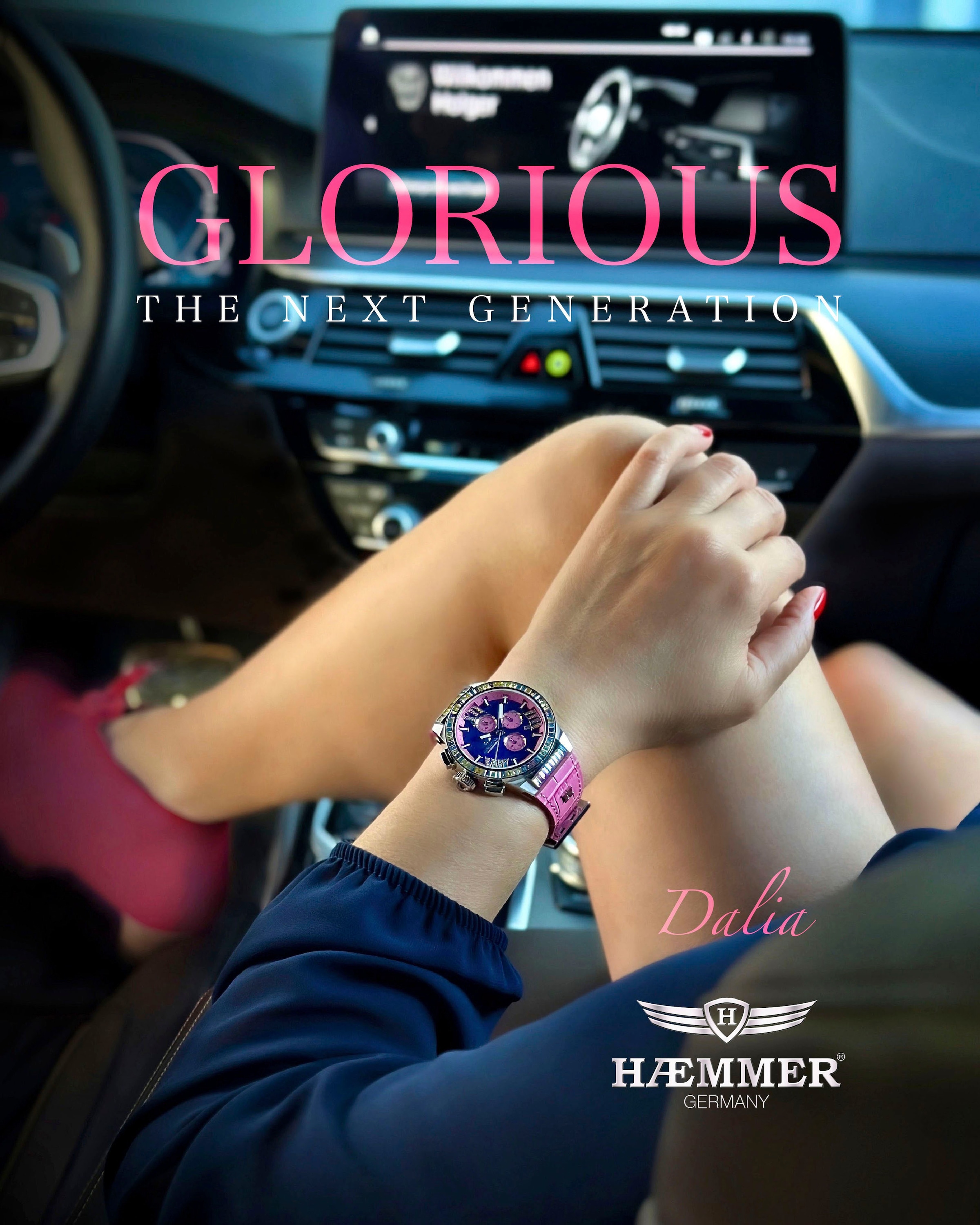 HAEMMER GERMANY Chronograph »GLORIOUS«, Quarzuhr, Damenuhr, Datum, Stoppfunktion, Saphirglas, Lederarmband