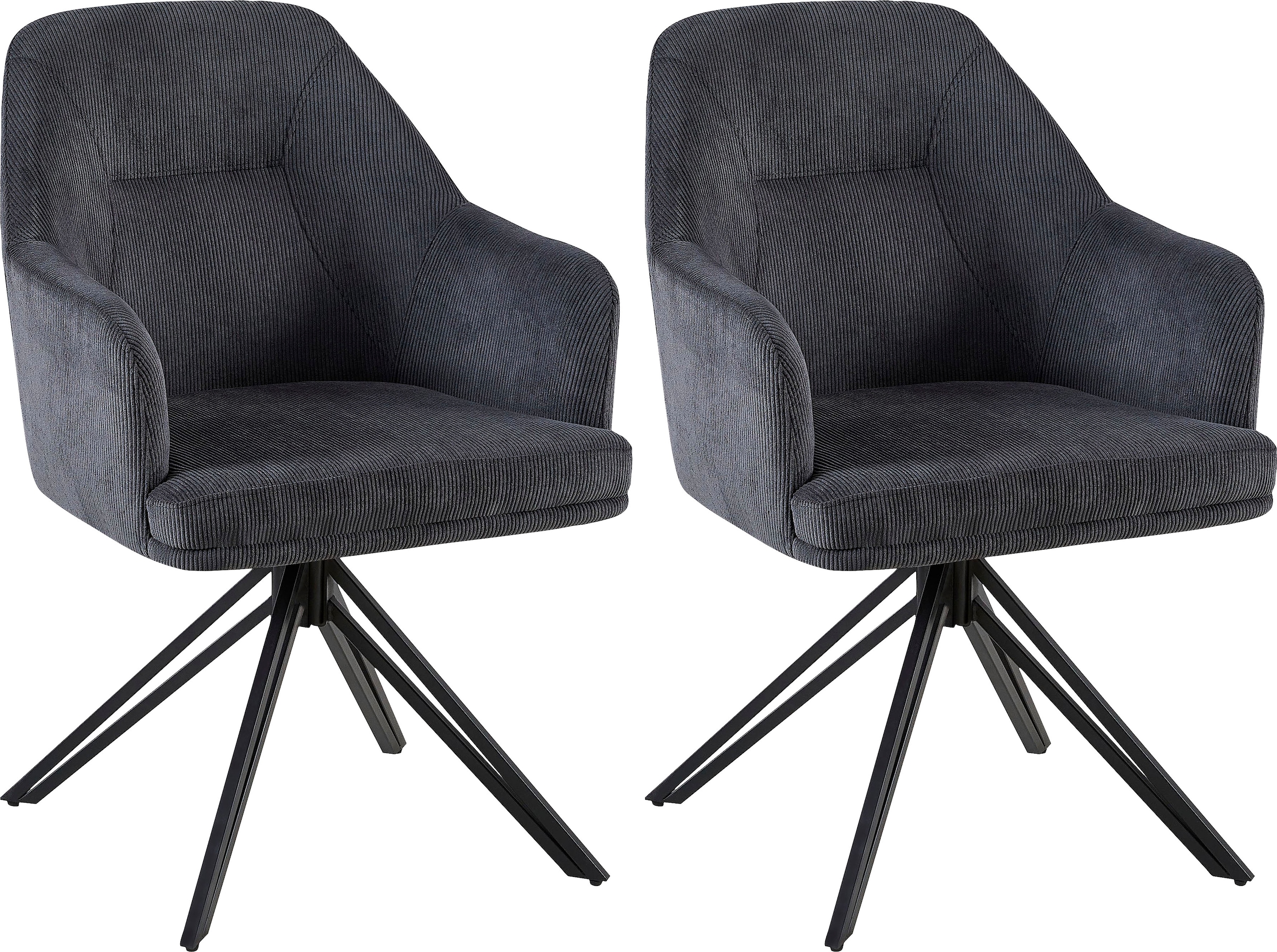 Home affaire Esszimmerstuhl »Alaro«, (Set), 2 St., Cord, mit Drehfunktion, Armlehnstuhl